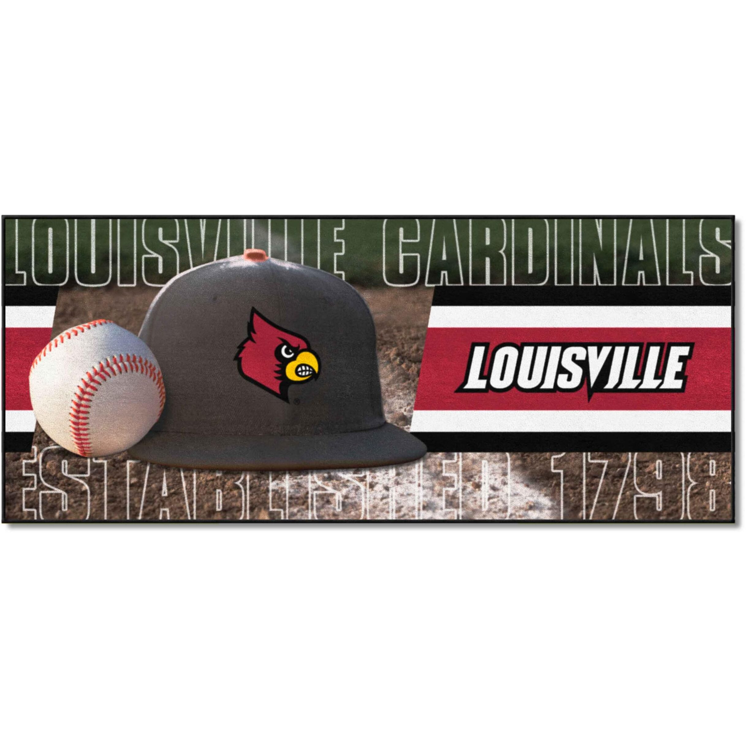 FANMATS 27829 NCAA - Louisville Cardinals Baseball Runner Rug - 30in. x 72in. | Sports Fan Area Rug Mat and Tailgating Mat