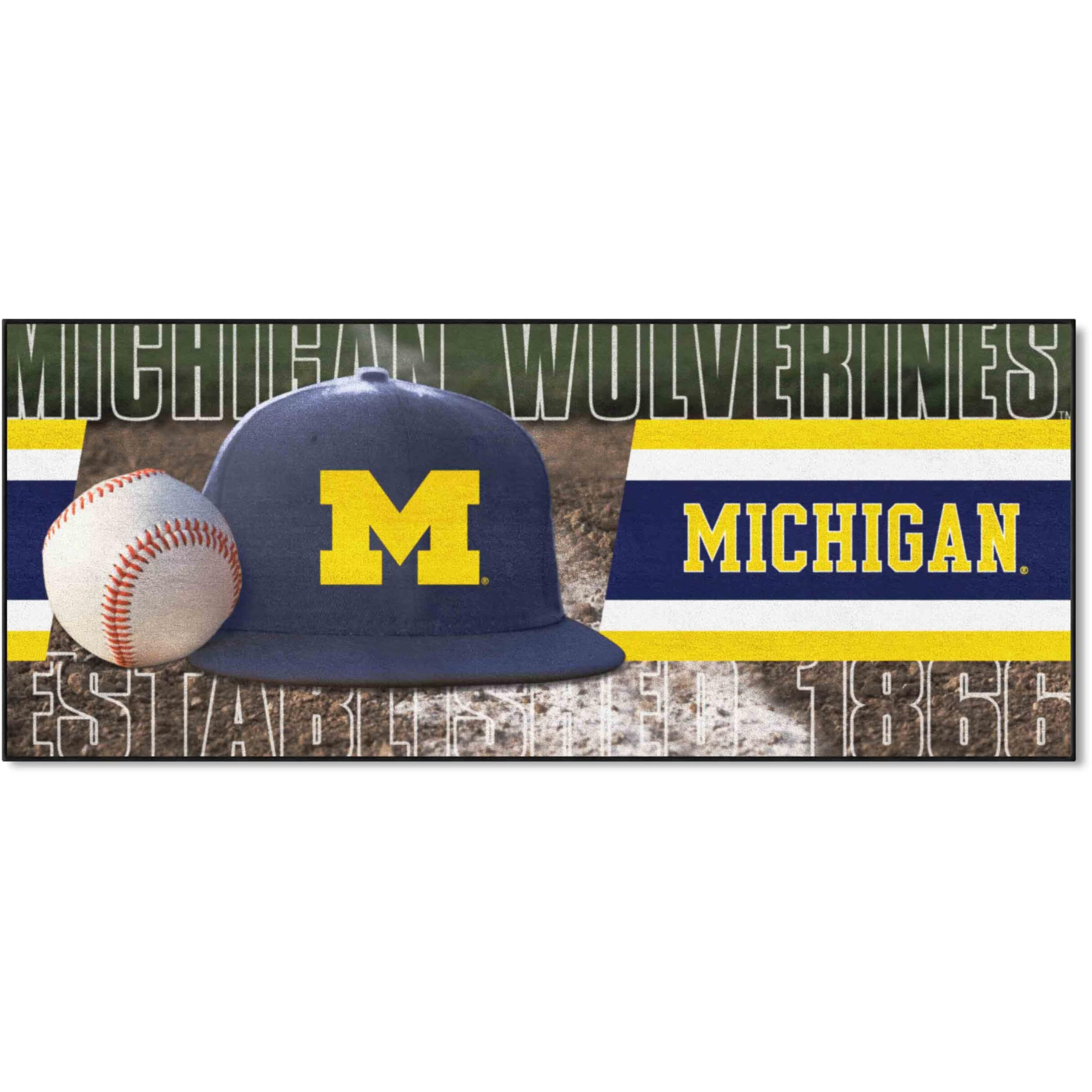 FANMATS 27830 NCAA - Michigan Wolverines Baseball Runner Rug - 30in. x 72in. | Sports Fan Area Rug Mat and Tailgating Mat