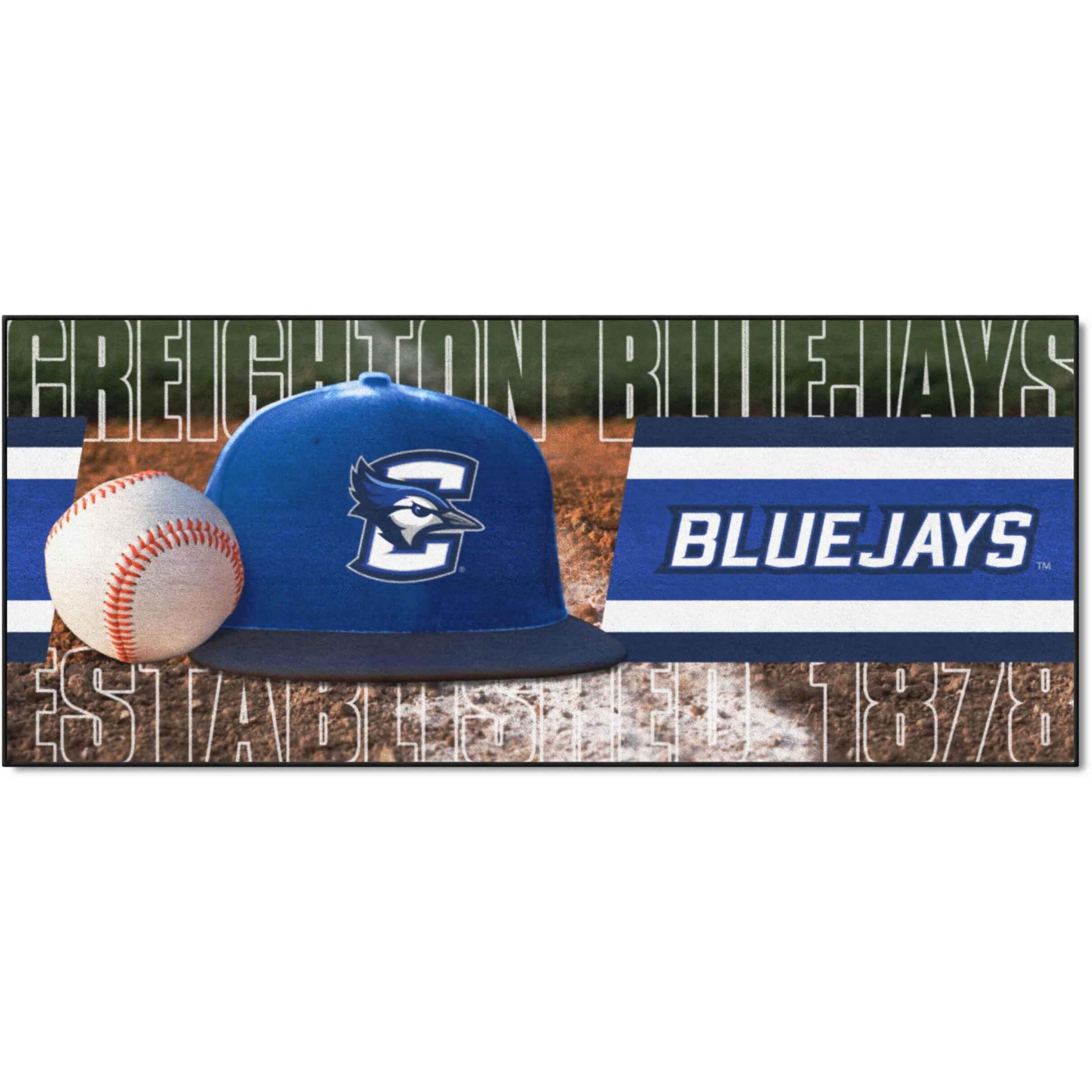 FANMATS 28008 NCAA - Creighton Bluejays Baseball Runner Rug - 30in. x 72in. | Sports Fan Area Rug Mat and Tailgating Mat