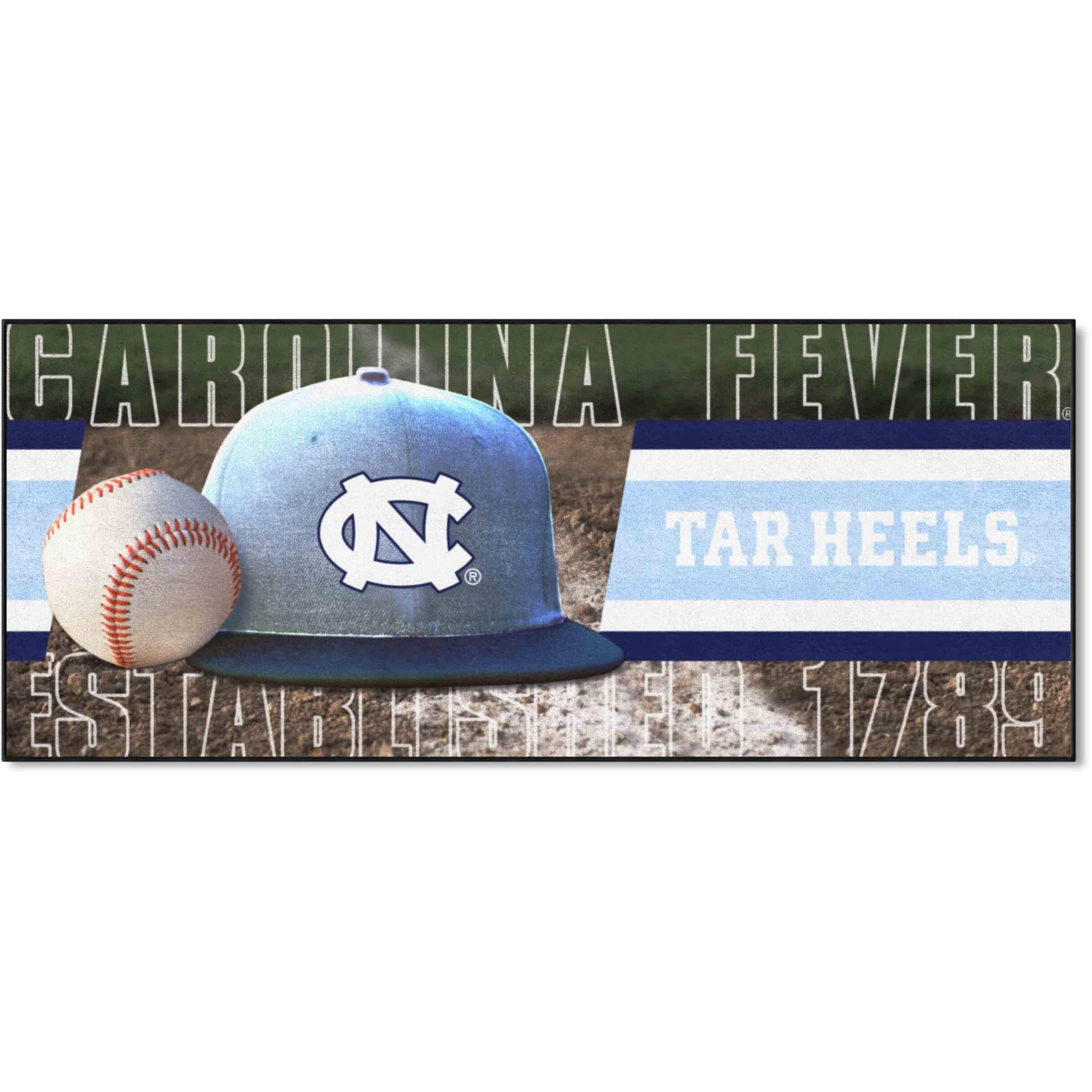 FANMATS 28023 NCAA North Carolina Tar Heels Baseball Runner Rug - 30in. x 72in. | Sports Fan Area Rug Mat and Tailgating Mat