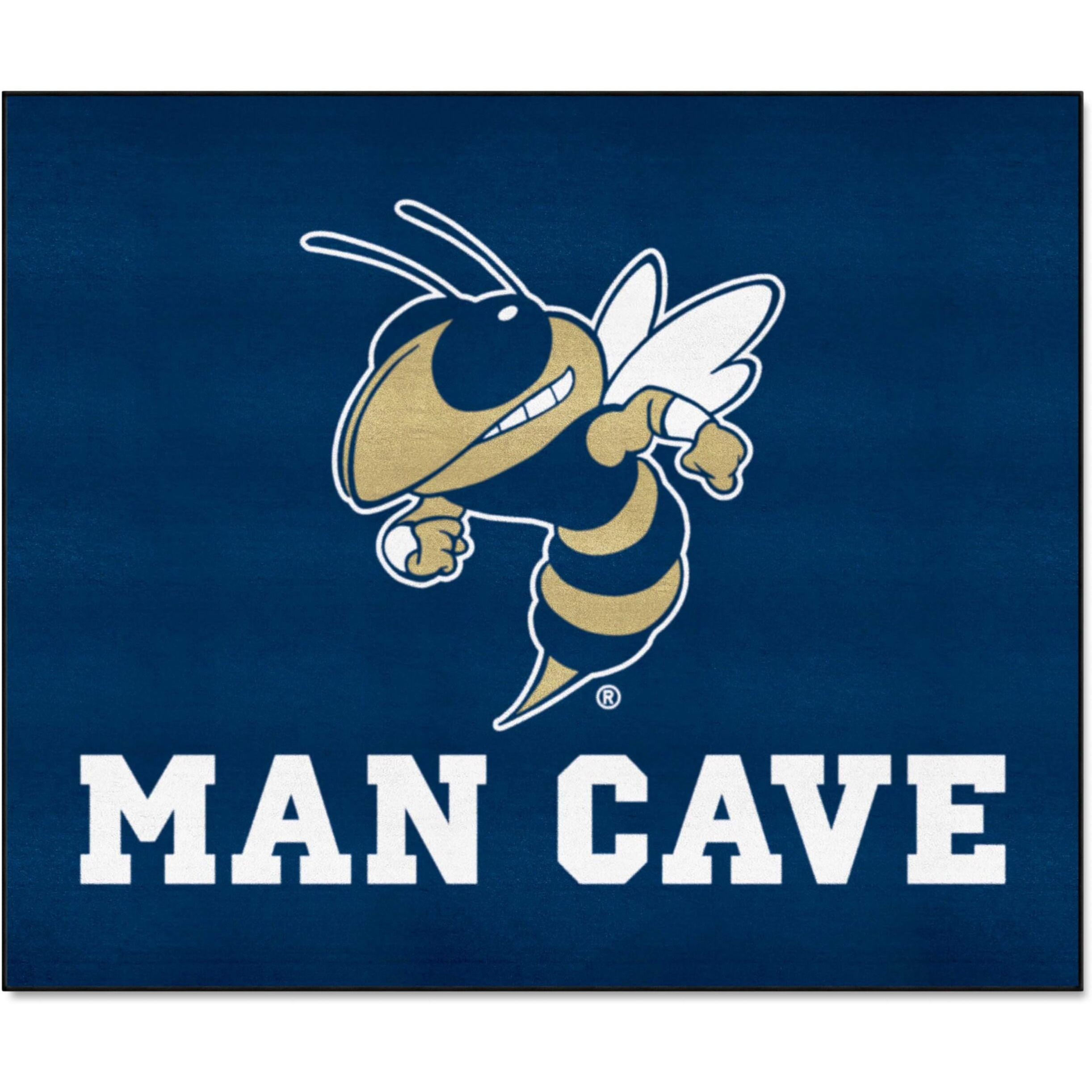 FANMATS 23997 Georgia Tech Yellow Jackets Man Cave Tailgater Rug - 5ft. x 6ft. Sports Fan Area Rug, Home Decor Rug and Tailgating Mat -  Buzz  Logo, Navy