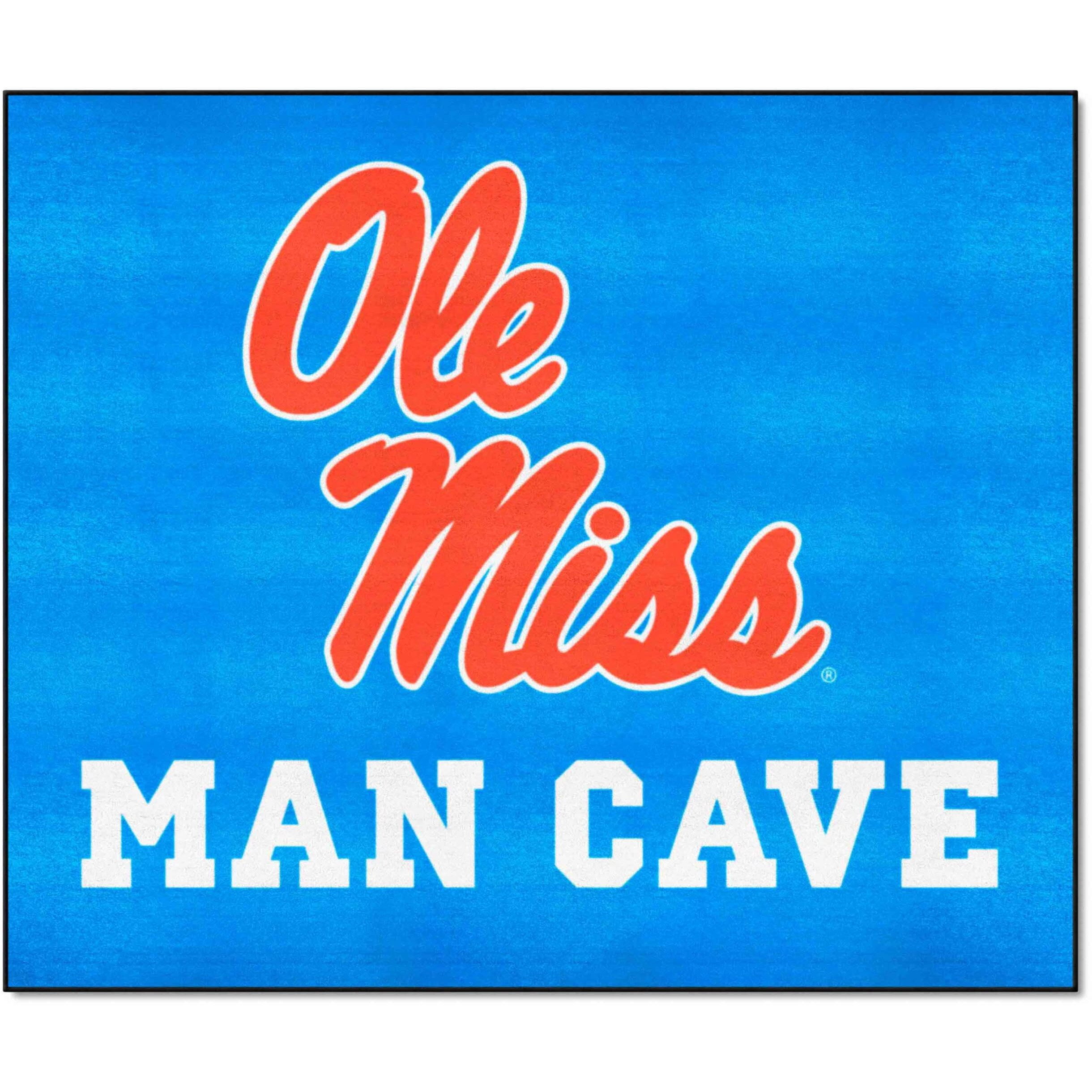 FANMATS 27224 Ole Miss Rebels Man Cave Tailgater Rug - 5ft. x 6ft. Sports Fan Area Rug, Home Decor Rug and Tailgating Mat - Light Blue Alternate