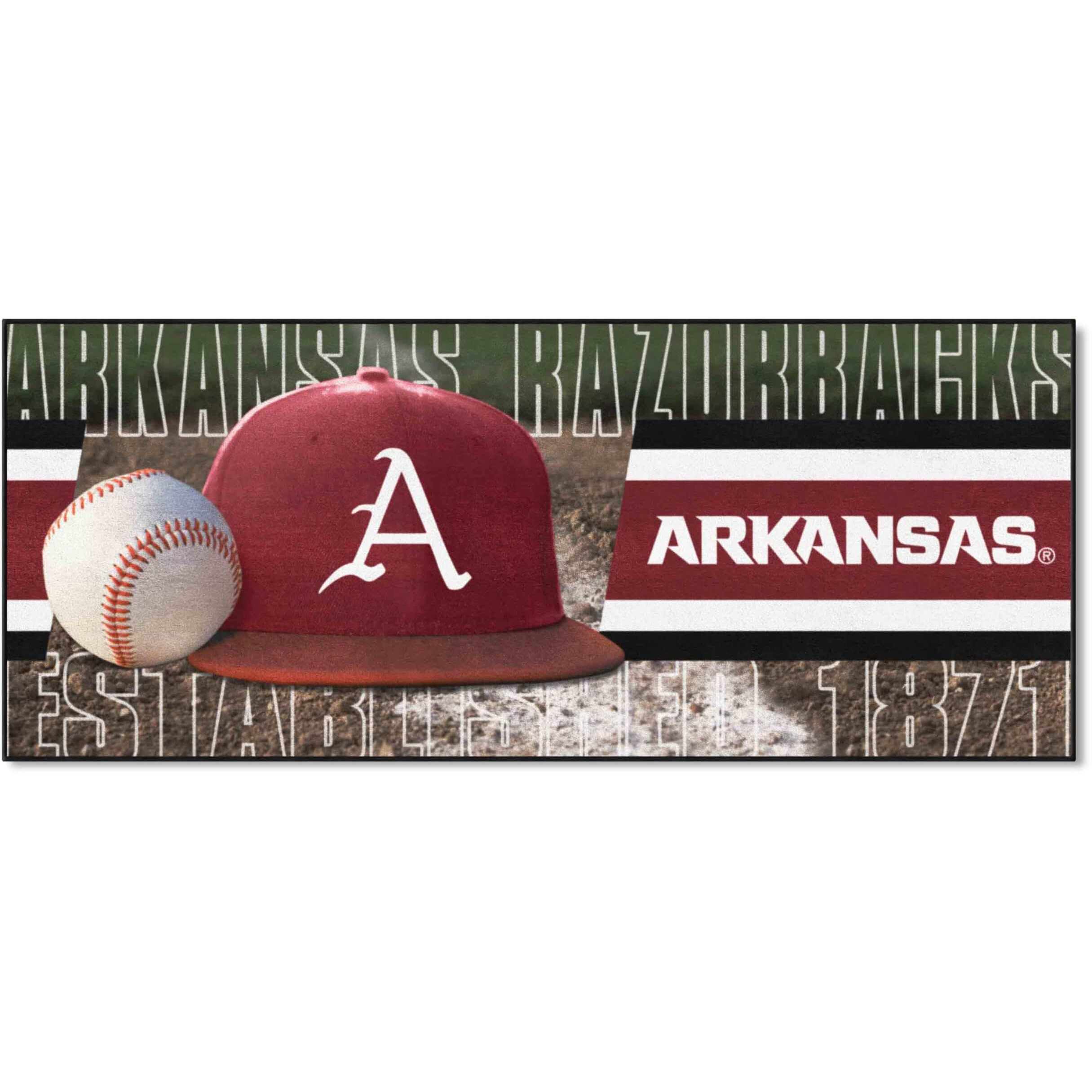 FANMATS 27828 NCAA - Arkansas Razorbacks Baseball Runner Rug - 30in. x 72in. | Sports Fan Area Rug Mat and Tailgating Mat