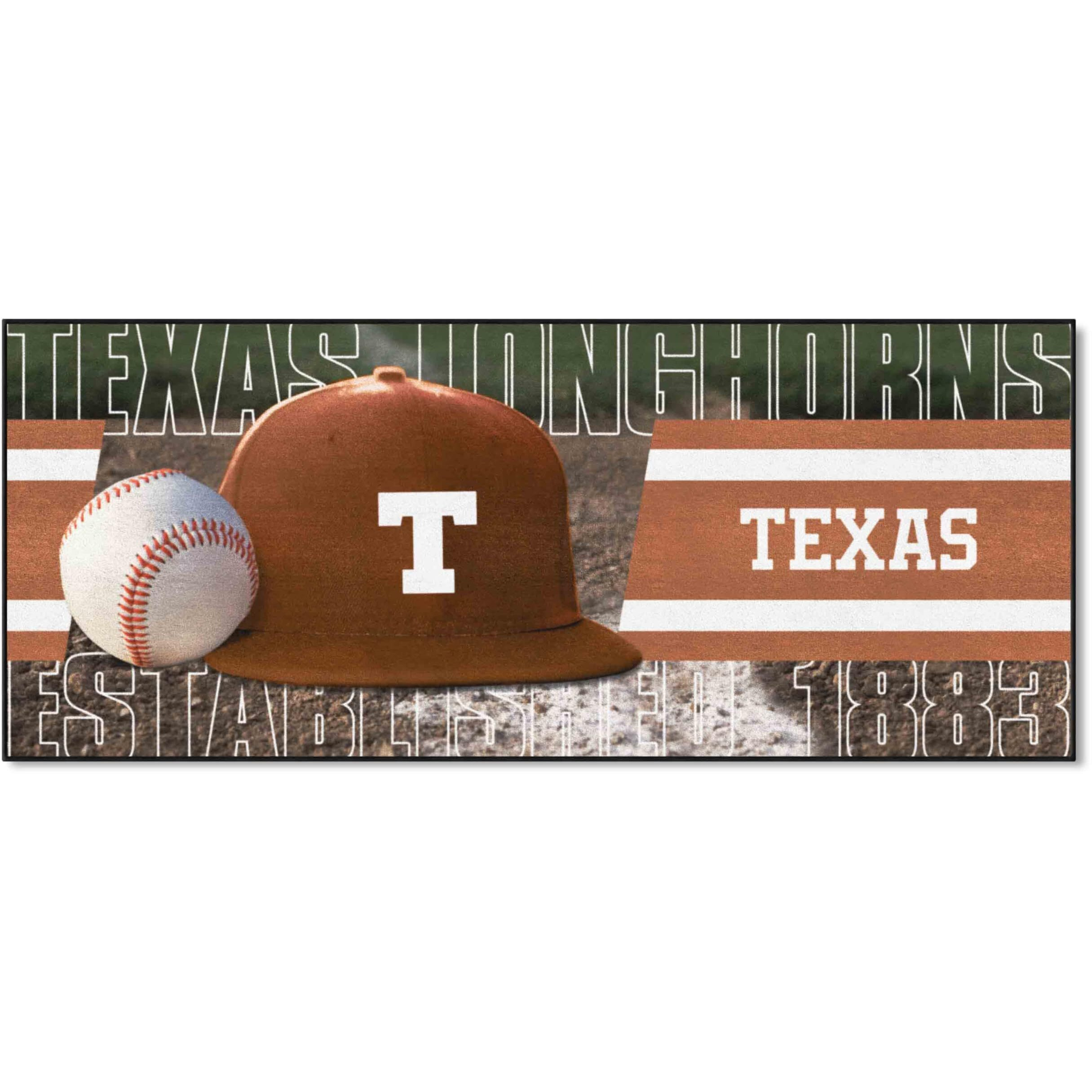 FANMATS 28025 NCAA - Texas Longhorns Baseball Runner Rug - 30in. x 72in. | Sports Fan Area Rug Mat and Tailgating Mat