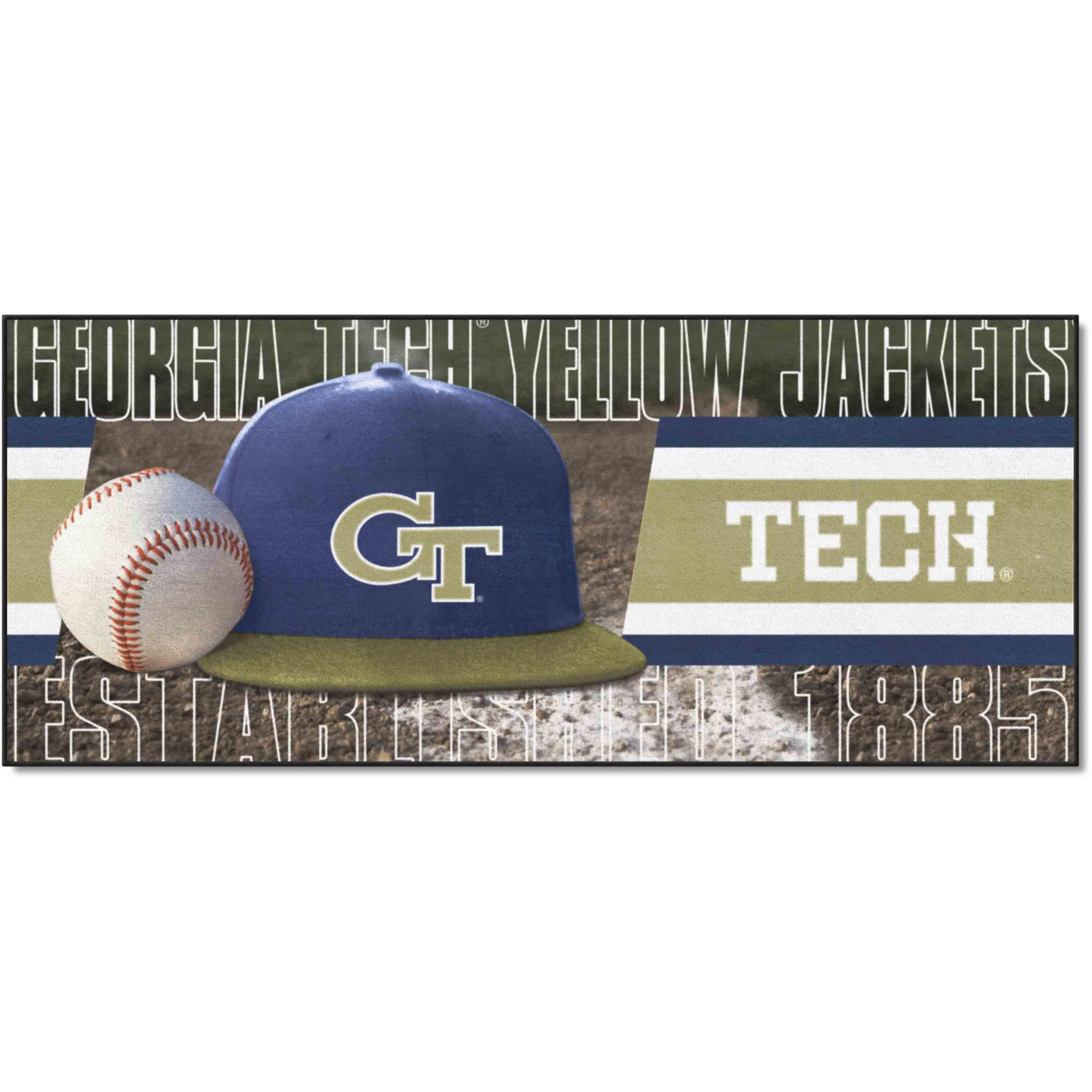 FANMATS 28010 NCAA - Georgia Tech Yellow Jackets Baseball Runner Rug - 30in. x 72in. | Sports Fan Area Rug Mat and Tailgating Mat