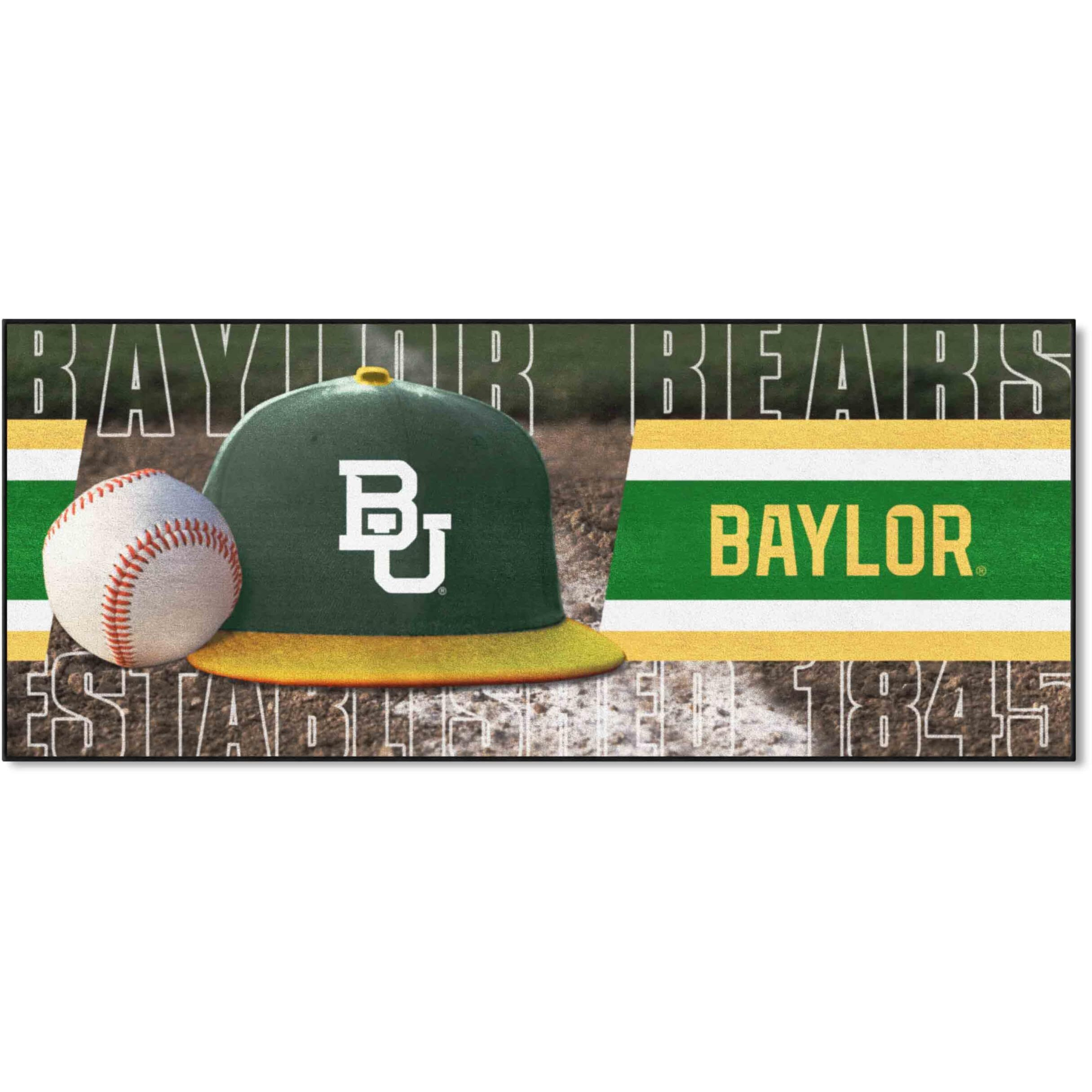 FANMATS 28007 NCAA - Baylor Bears Baseball Runner Rug - 30in. x 72in. | Sports Fan Area Rug Mat and Tailgating Mat