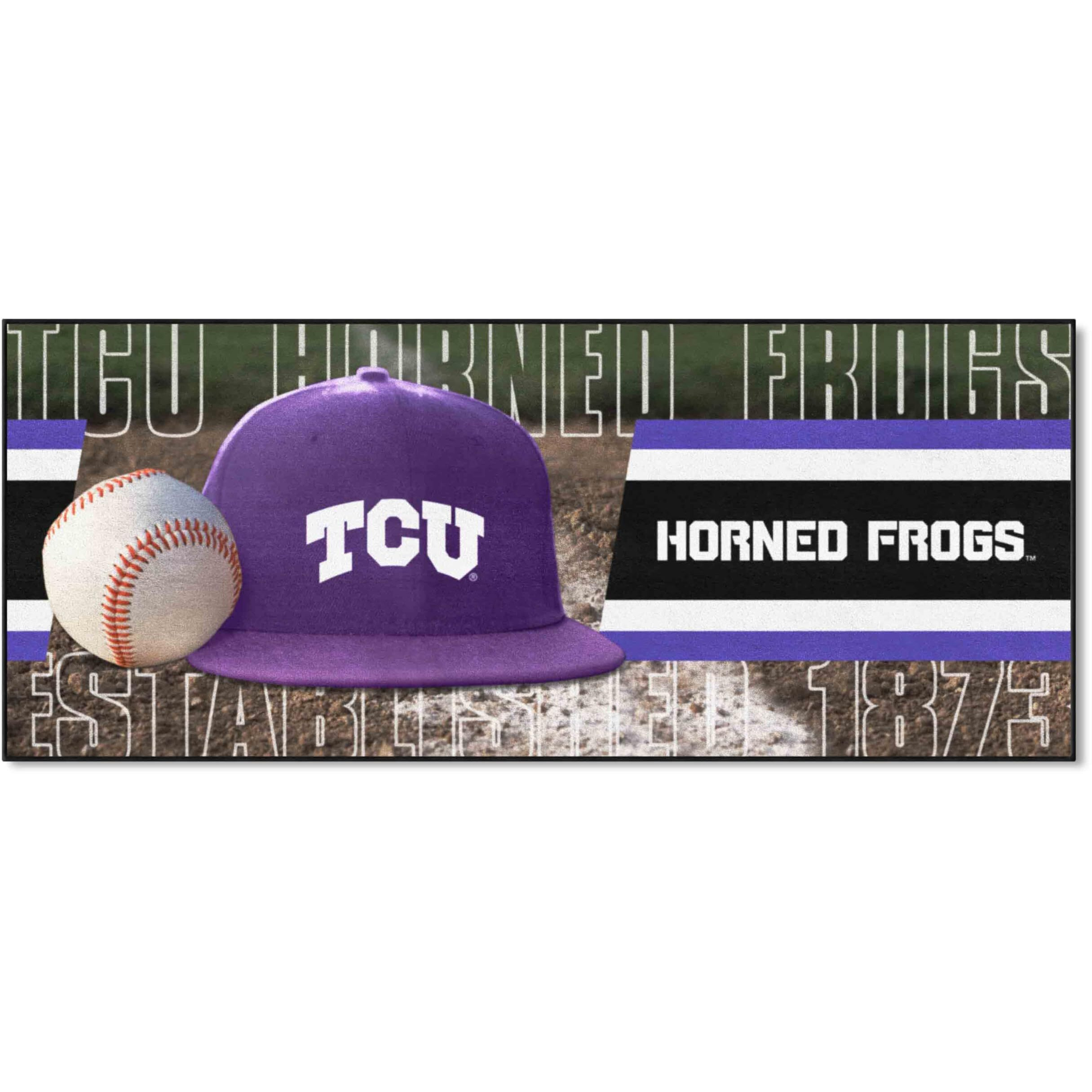 FANMATS 28017 NCAA TCU Horned Frogs Baseball Runner Rug - 30in. x 72in. | Sports Fan Area Rug Mat and Tailgating Mat