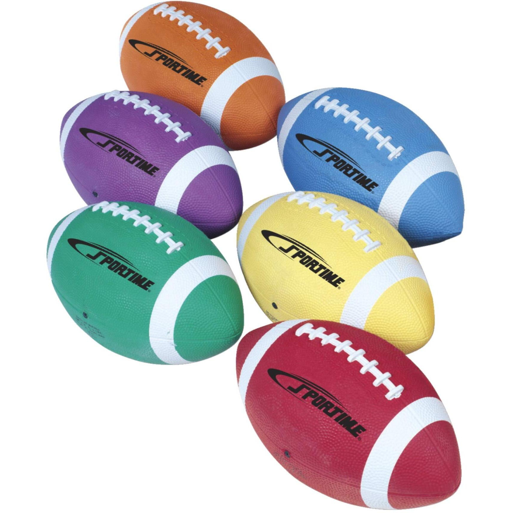 Sportime Gradeballs Youth/Intermediate Rubber Footballs, Size 7, Set of 6