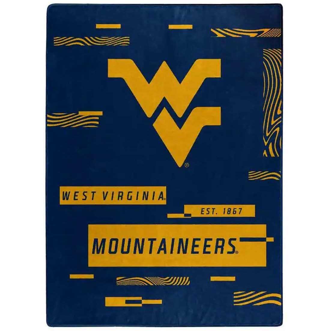 Northest Company NCAA Digitize Design Plush Raschel Tho Blanket, 60 x80  (West Virginia Mountaineers)