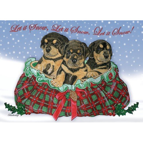 Pipsqueak Productions C491 Rottweiler Pups Christmas Boxed Cards - Pack of 10