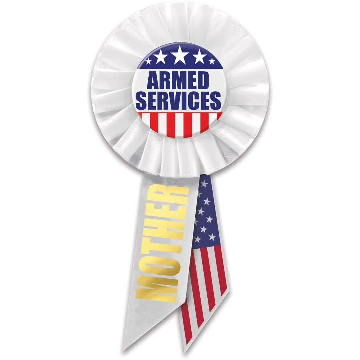 Beistle RS515 Armed Services Mother Award Patriotic Fabric Rosette, White