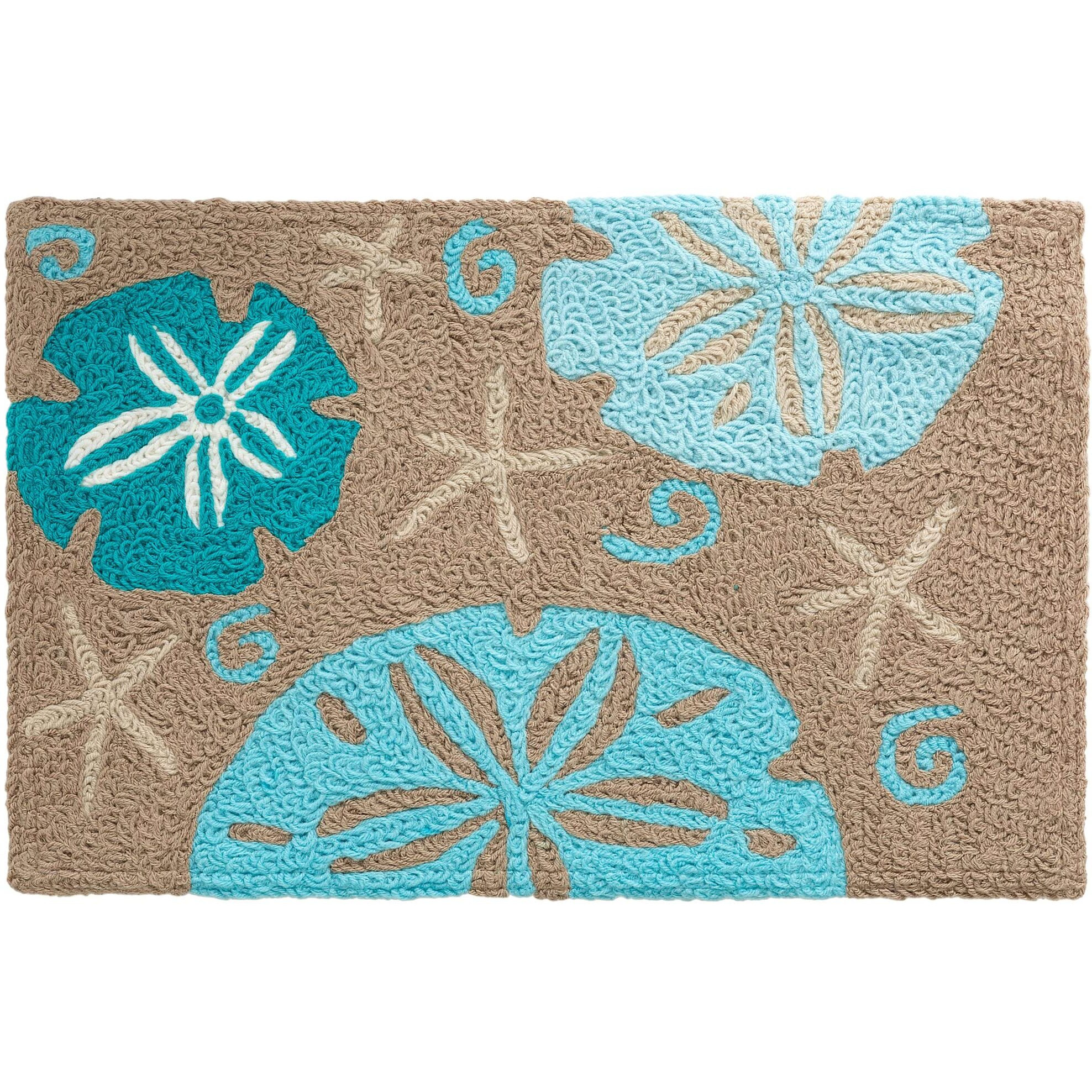 Aqua Sand Dollars On Gray Jellybean Accent Rug Beach Themed Rug 20 x30  Doormat