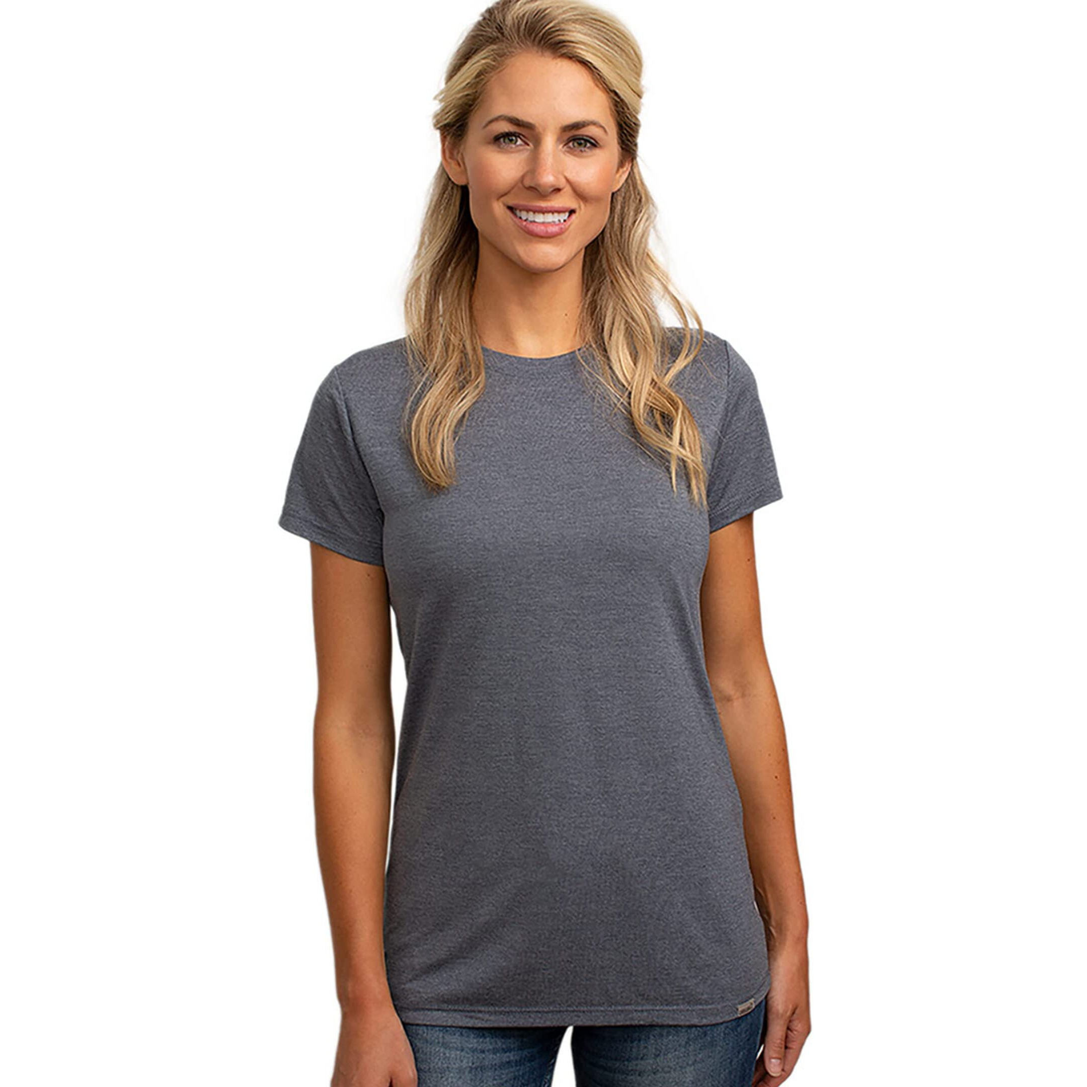 Cariloha Women's Bamboo-Viscose Crew Tee - Plain, Soft Moisture Wicking T-Shirt - Small - Navy Heather