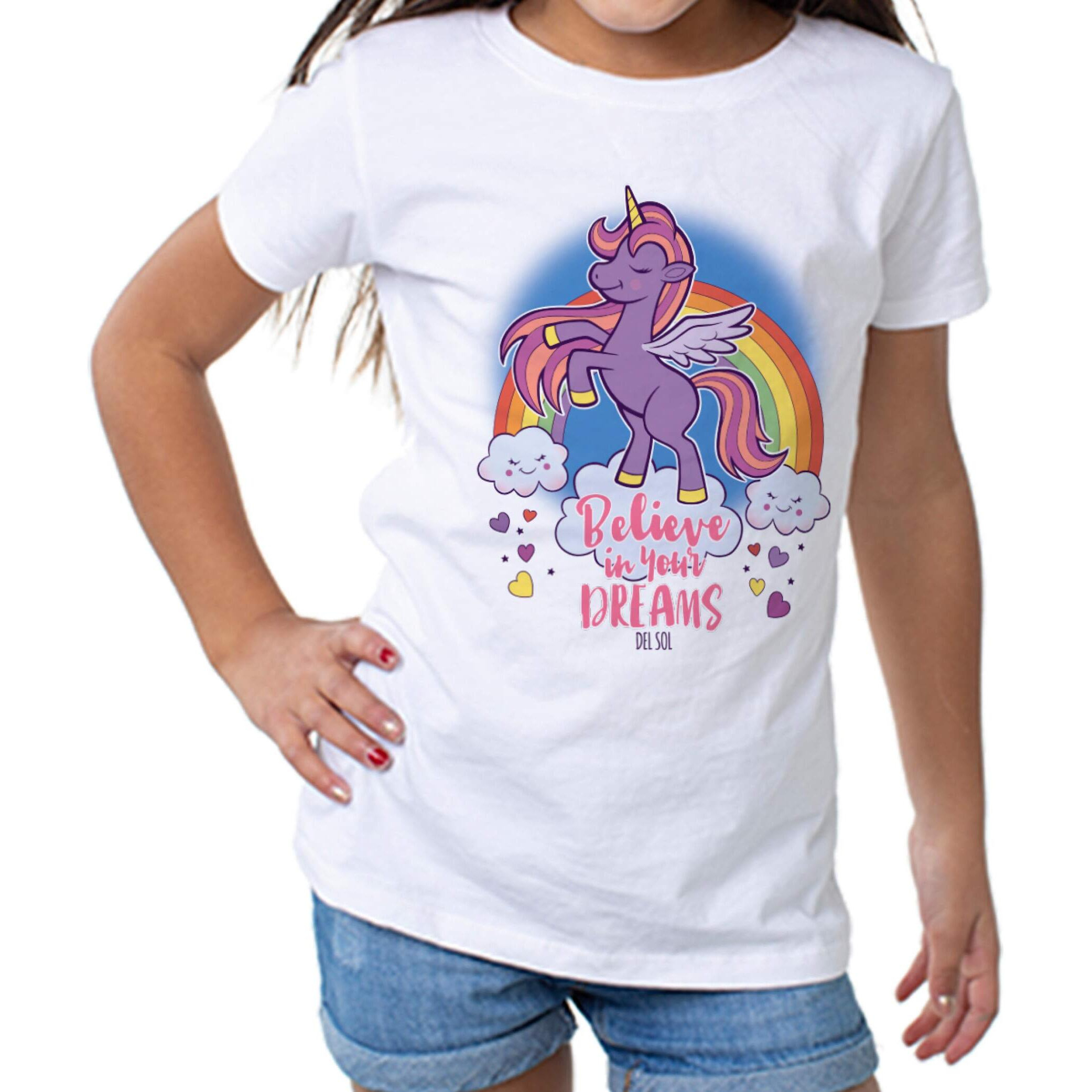 Del Sol Color Changing Toddler Girls Crew Tee - Believe, White, Size 2T