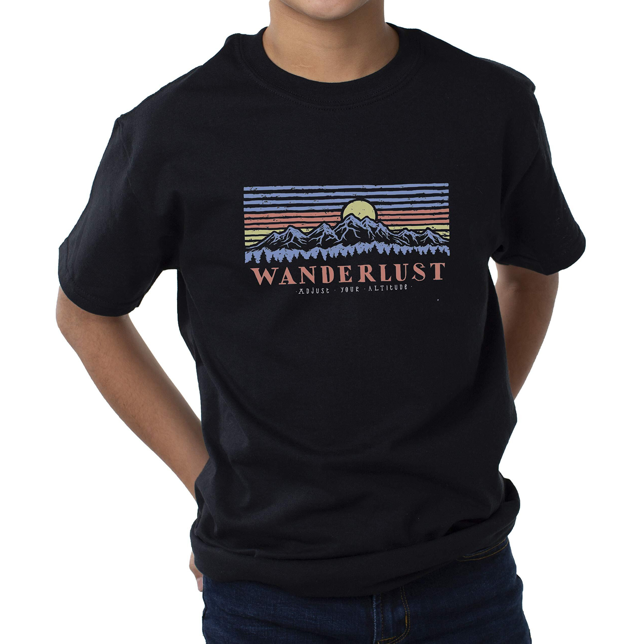 Del Sol Color Changing Youth Boys Crew Tee - Mountain Scene, Black, Size YXS