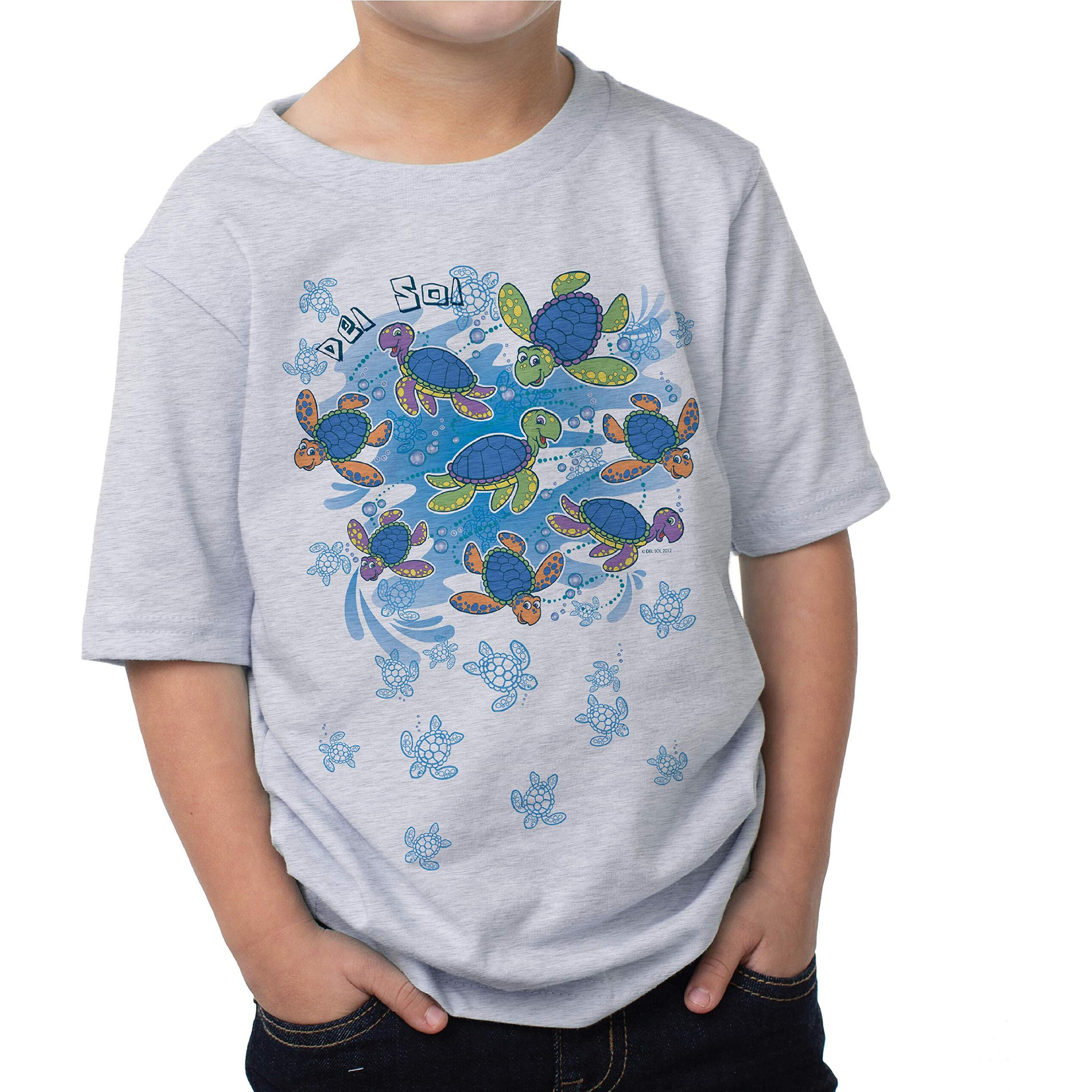 Del Sol Color Changing Toddler Boys Crew Tee - Turtle Time, Ash, Size 3T