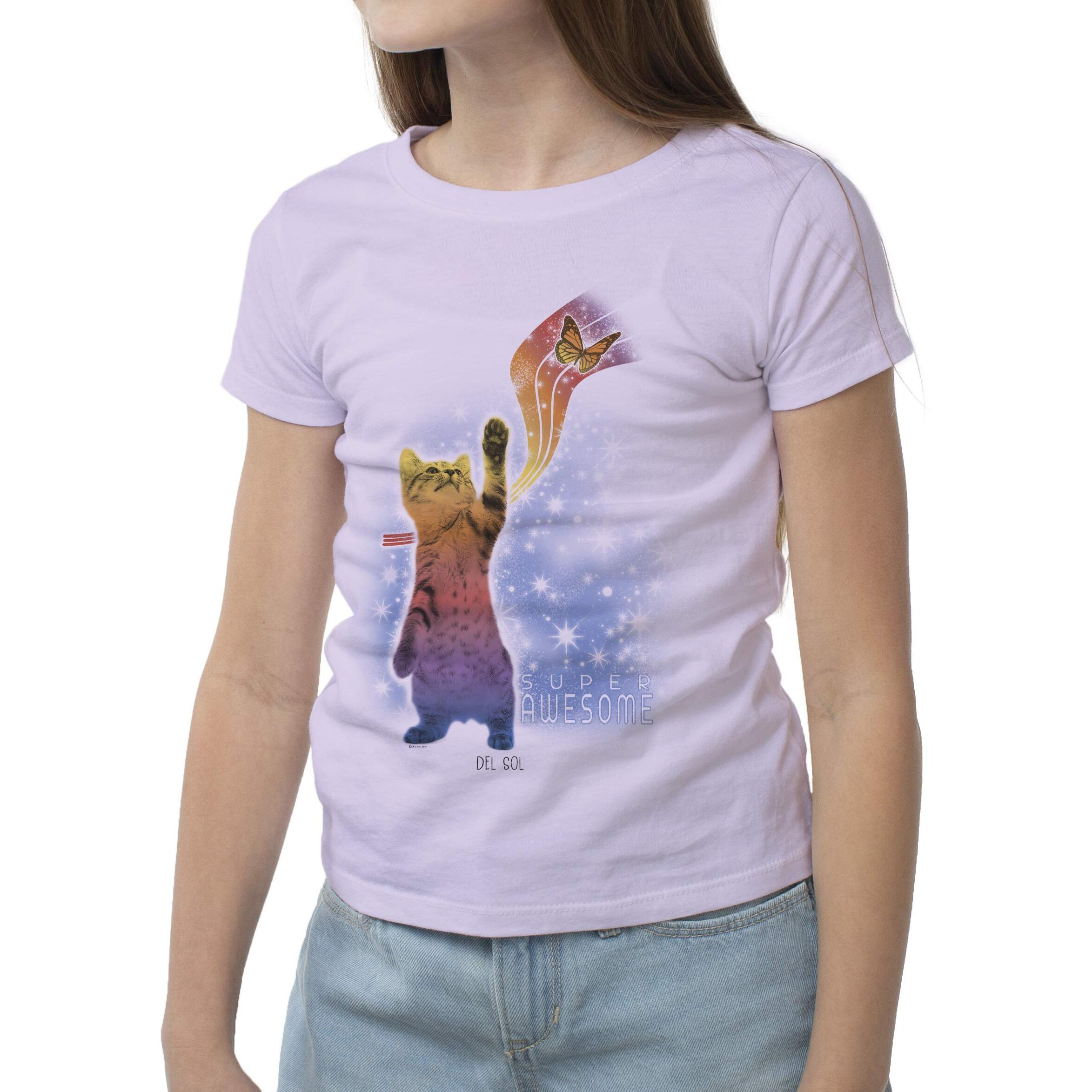 Del Sol Color Changing Youth Girls Crew Tee - Super Awesome, Lilac, Size YXS