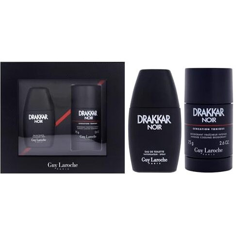 Drakkar Noir by Guy Laroche for Men - 2 Pc Gift Set 1oz EDT Spray, 2.6oz Deodorant Stick