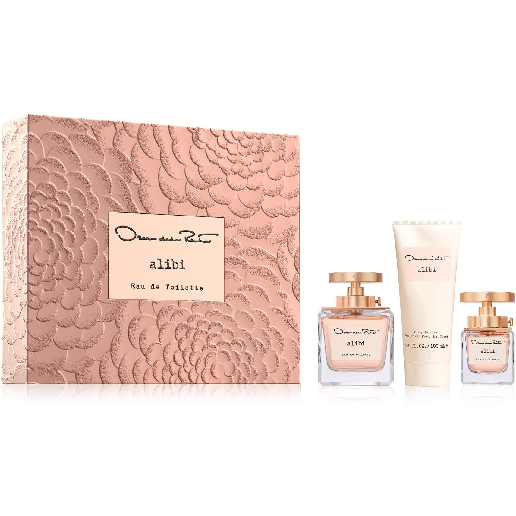 Oscar De La Renta Alibi Eau de Toilette 3 Piece Gift Set for Women - Perfume Spray 3.4 Fl. Oz., & 1.0 Fl. Oz., and Body Lotion 3.4 Fl. Oz