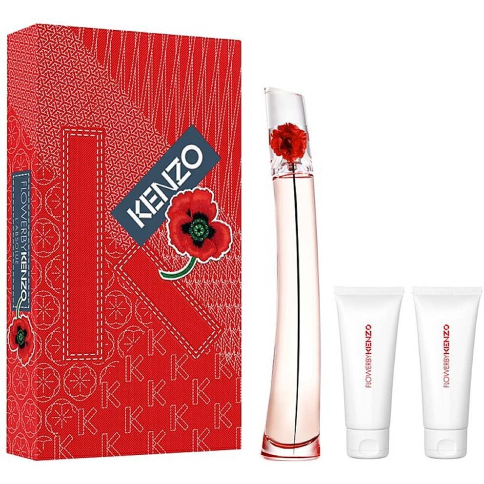 Kenzo Flower for Women - 3 Pc Gift Set 3.3oz EDP Spray, 2 x 2.5oz Labsolute Balm