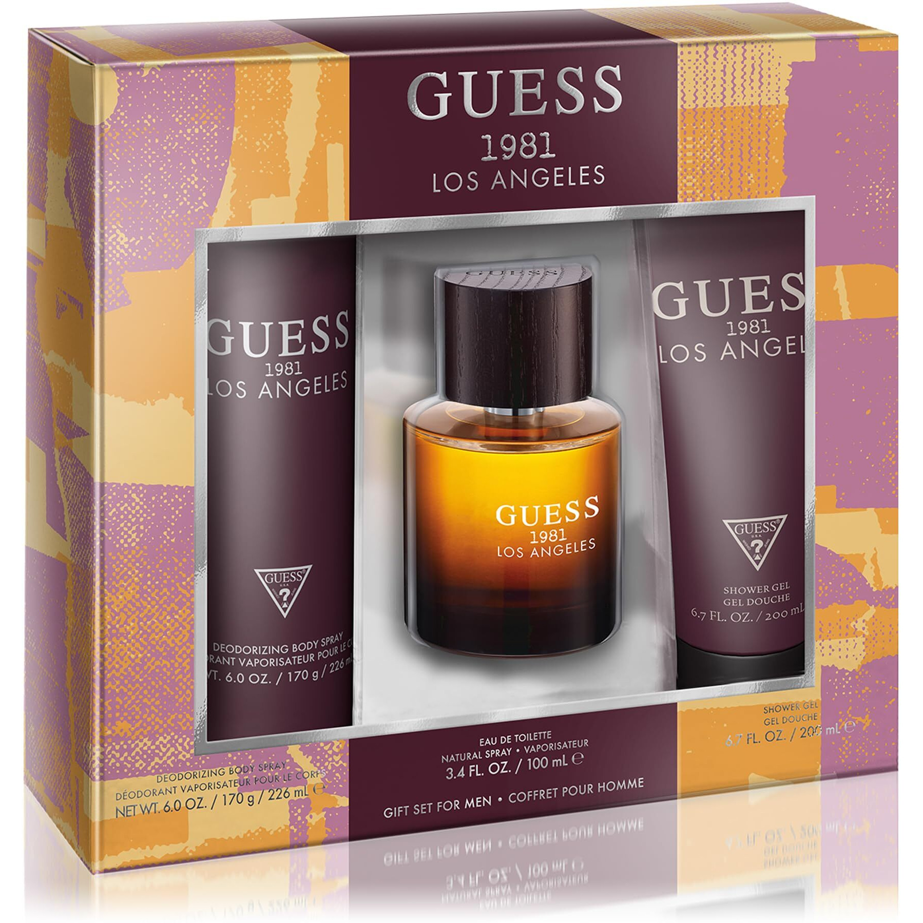 GUESS 1981 Los Angeles Men/Homme Eau de Toilette 3 Piece Gift Set - Cologne Spray 3.4 Fl. Oz., Deodorizing Body Spray 6.0 Oz., & Shower Gel 6.7 Fl. Oz.