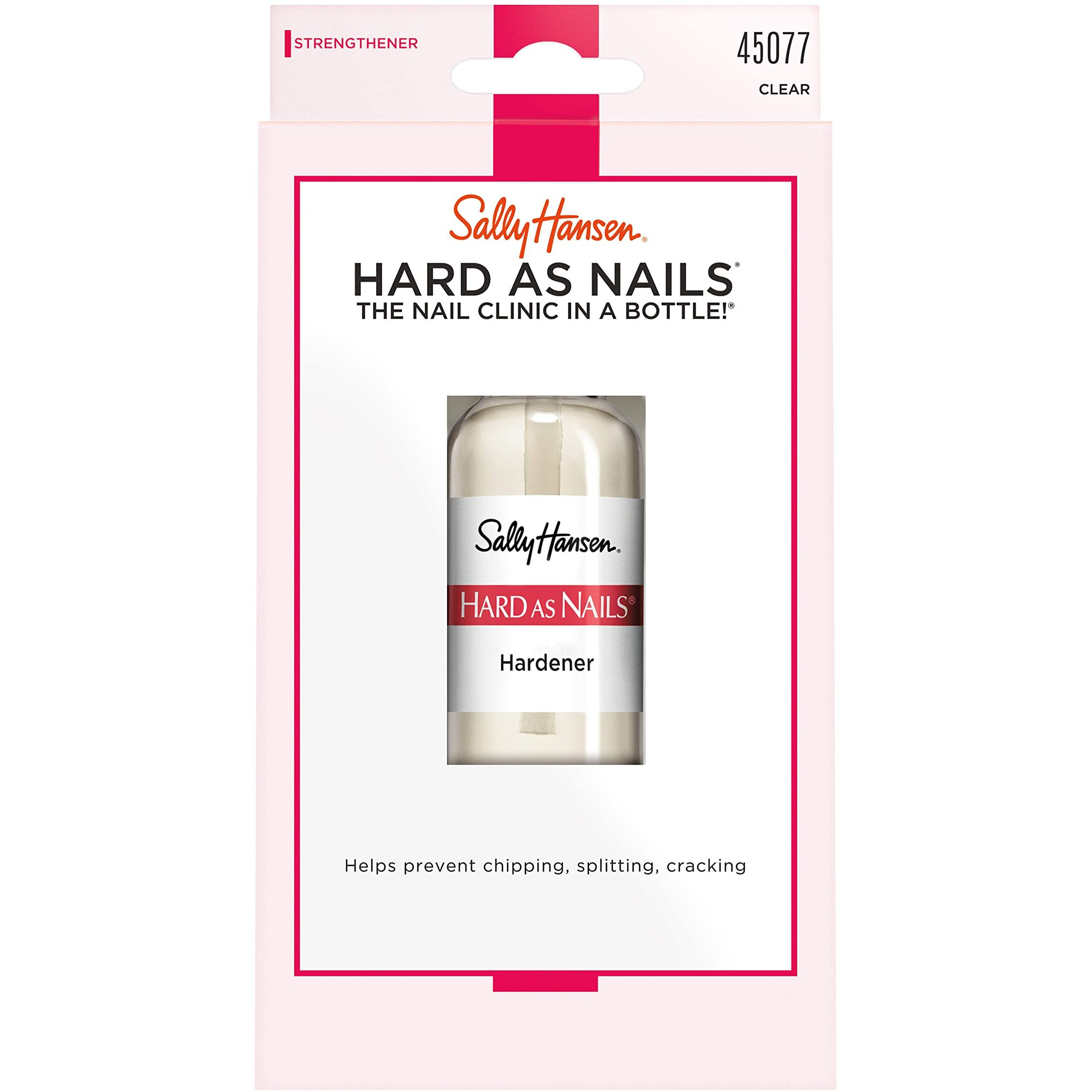 Sally Hansen Hard As Nails Nail Hardener, Clear, Strengthener, 1 Count, 0.45 Oz , Nail Strengthener, Nail Strengthening Polish