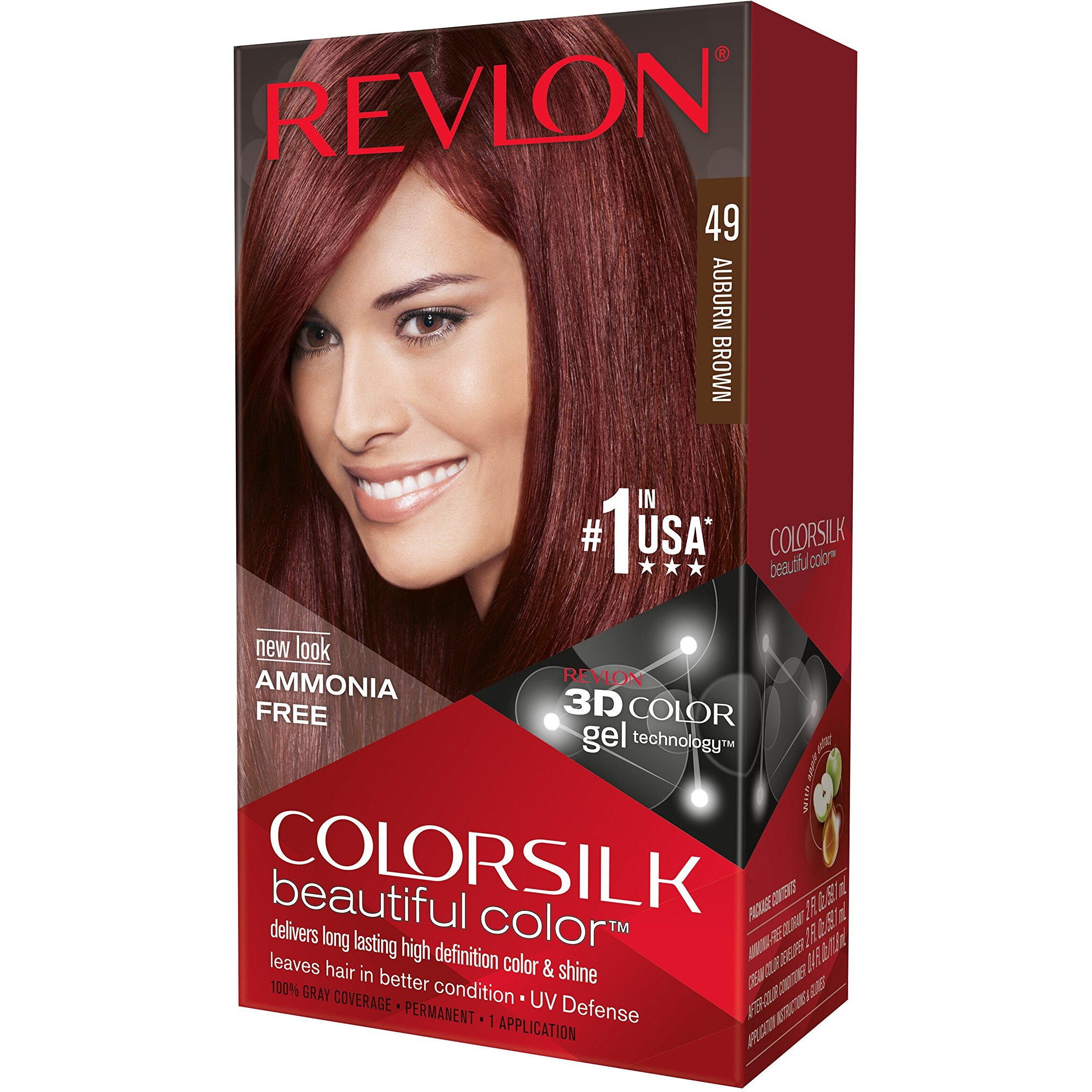 Revlon Colorsilk Haircolor, Auburn Brown, 1 Application (Pack of 3)