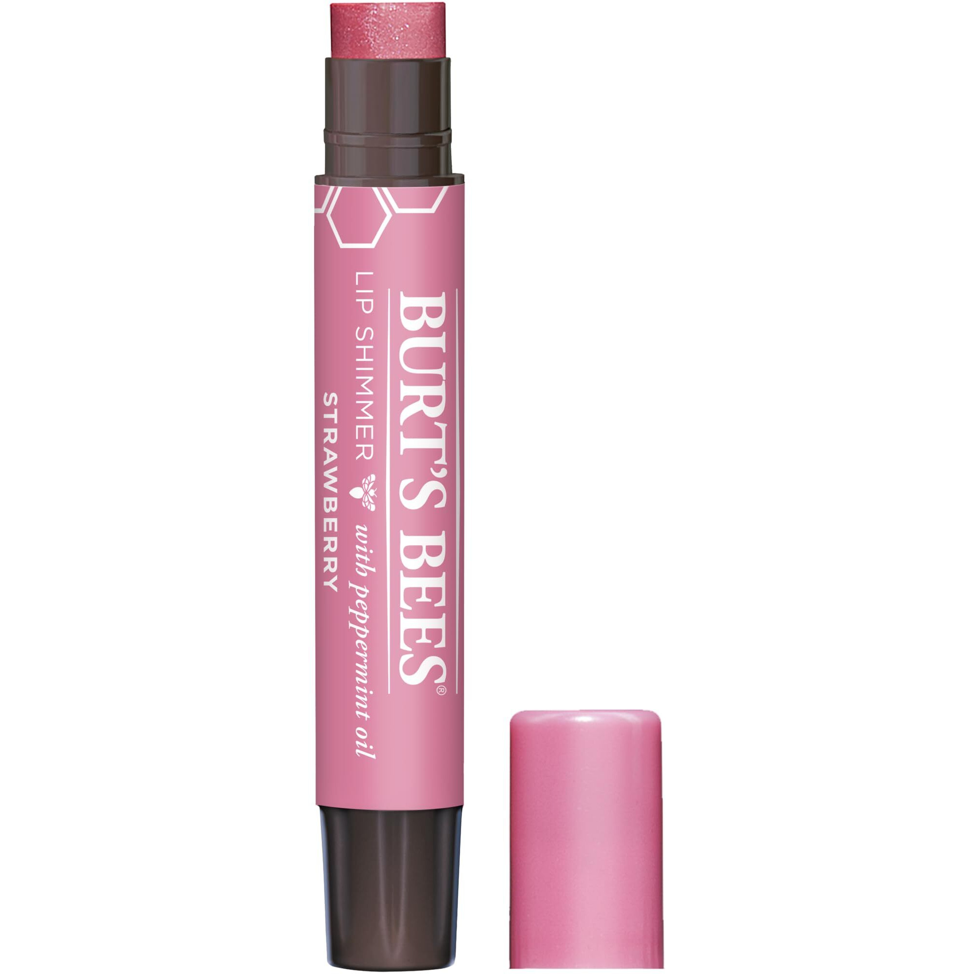 Burt's Bees 100% Natural Moisturizing Lip Shimmer, Strawberry - 1 Tube