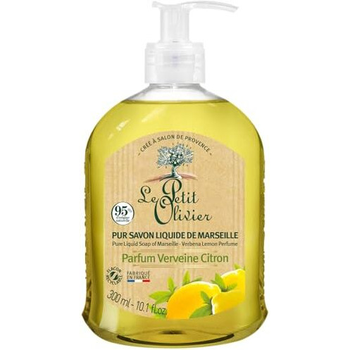 Le Petit Olivier Pure Marseille Liquid Soap - Verbena Perfume - Gently Cleanses Skin - Delicately Perfumed - Vegetable Origin Based - 10.1 oz