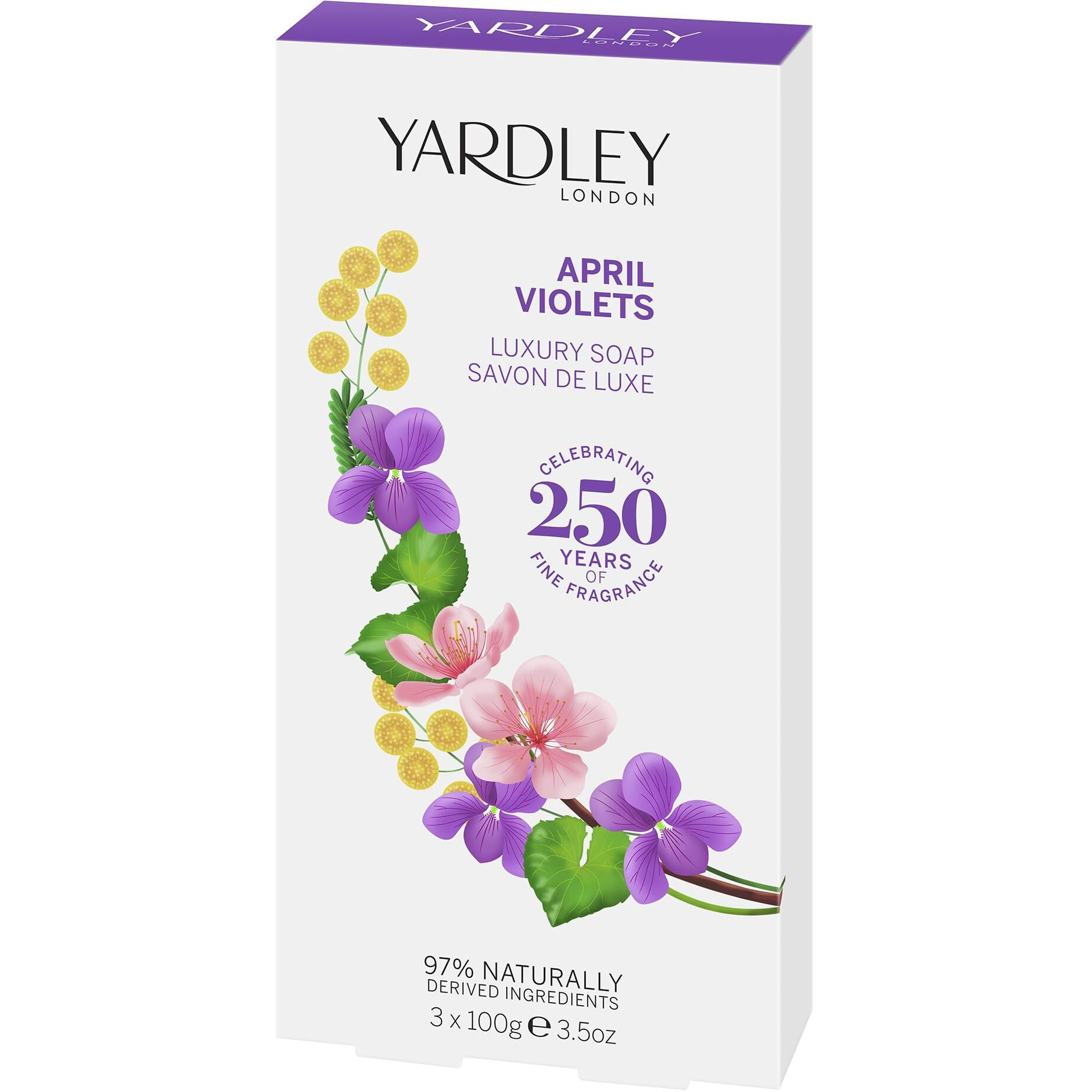 Yardley of London April Violets 3 x 3.5 oz Luxury Soap