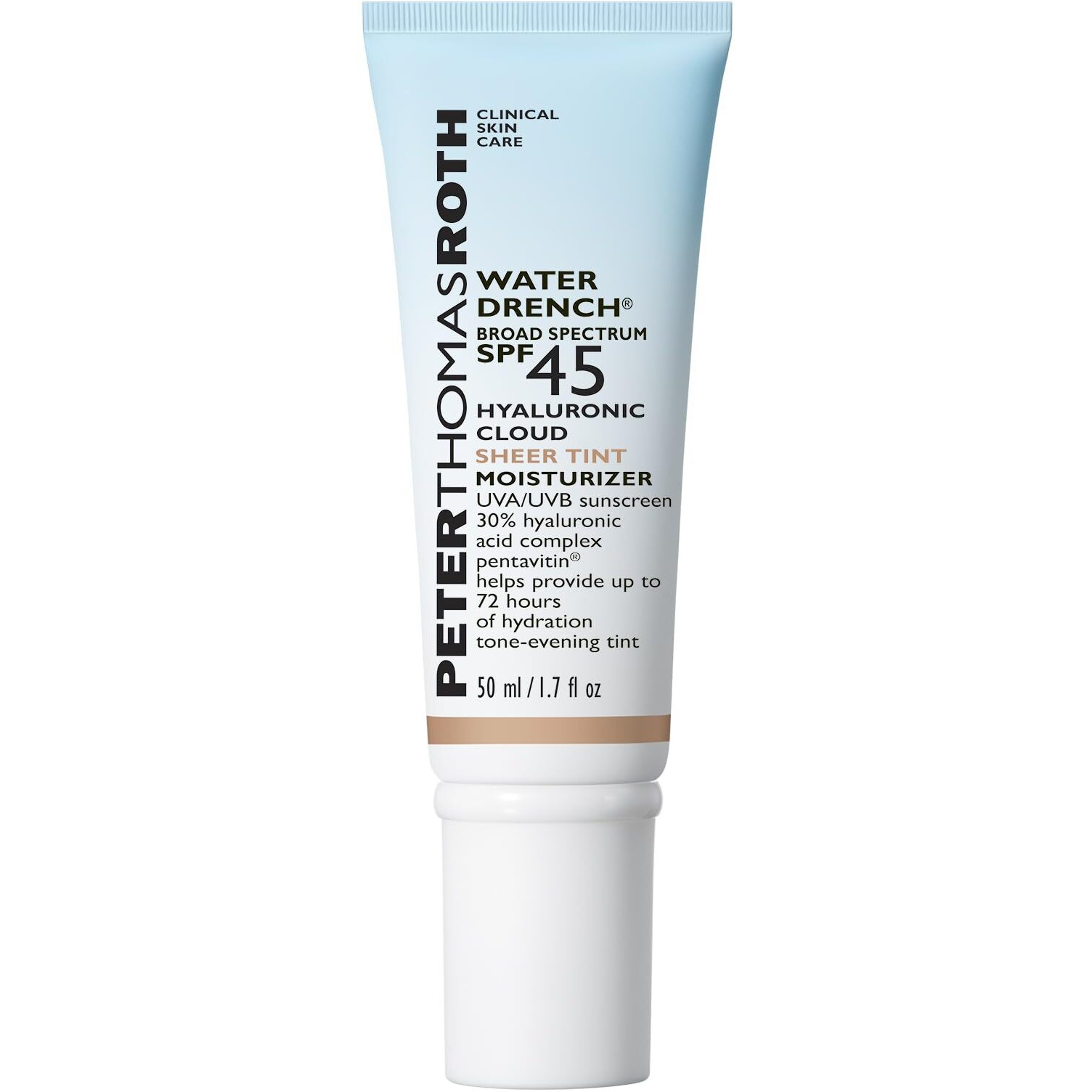 Peter Thomas Roth | Water Drench Hyaluronic Cloud Sheer Tint Moisturizer Broad Spectrum SPF 45, Hydrating Tinted SPF Moisturizer, Adaptable Sheer Tint, For All Skin Tones and Types