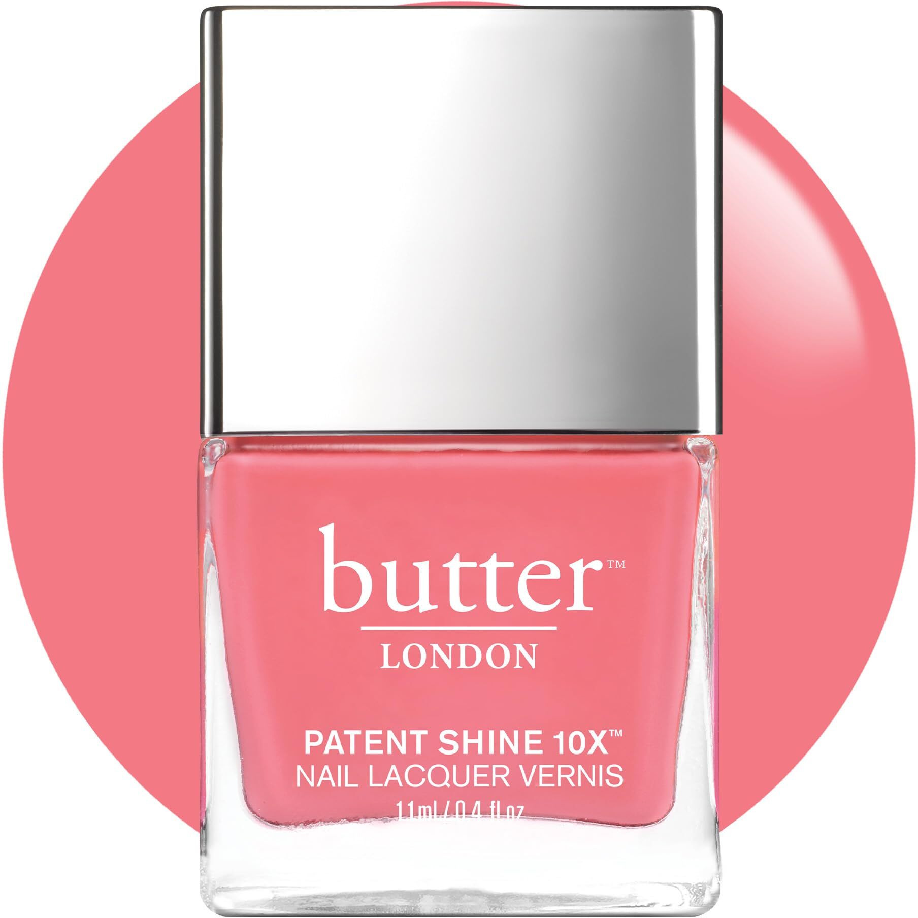 butter LONDON Patent Shine 10X Nail Lacquer, Gel-Like Finish, Chip-Resistant Formula, 10-Free Formula, Cruelty-Free, Polymer Technology, Coming Up Roses