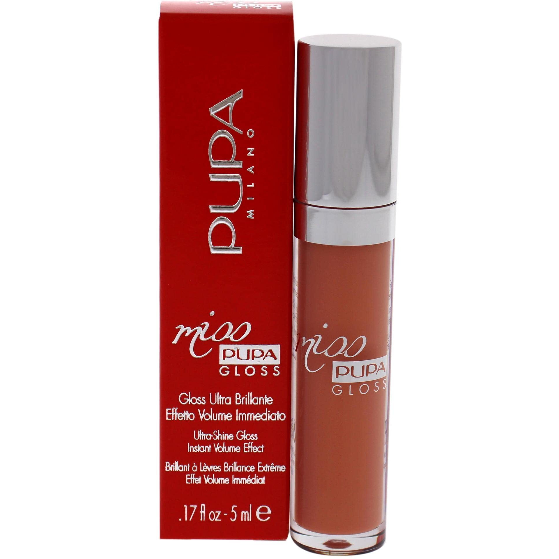 Pupa Milano Miss Milano Lip Gloss - Shiny, Smooth, Plump - Soft, Innovative Gel Texture - Glides Smoothly On Lips - For A Moisturizing And Volume Enhancing Effect - 201 Tender Apricot - 0.17 OZ