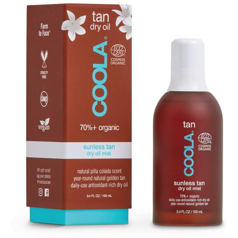 COOLA Organic Sunless Self Tanner Dry Oil Mist, Dermatologist Tested Anti-Aging Skin Care, Vegan and Non-GMO, Pia Colada, 3.4 Fl Oz