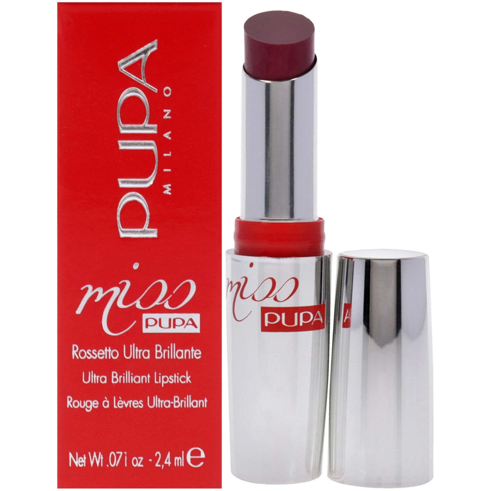 Pupa Milano Miss Milano Lipstick - Creamy, Ultra Pigmented Lip Color - Nourishing Formula - Crystal-Effect Lipstick - Ultimate Boost Of Volume And Hydration - 206 Infinitive MaUVe - 0.071 OZ