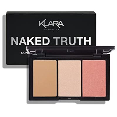 Klara Cosmetics Contour Bronze Blush and Highlight Palette - Makeup Palette with Matte and Shimmer - Face Makeup Palette - Naked Truth - 0.35 oz