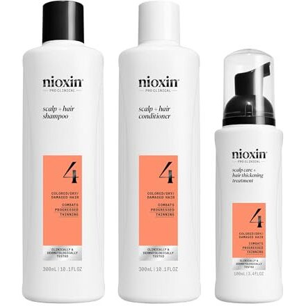 Nioxin Scalp + Hair Thickening System 4 - Hair Thickening System for Colored Or Dry Damaged Hair with Progressed Thinning, Full Size (Packaging May Vary)