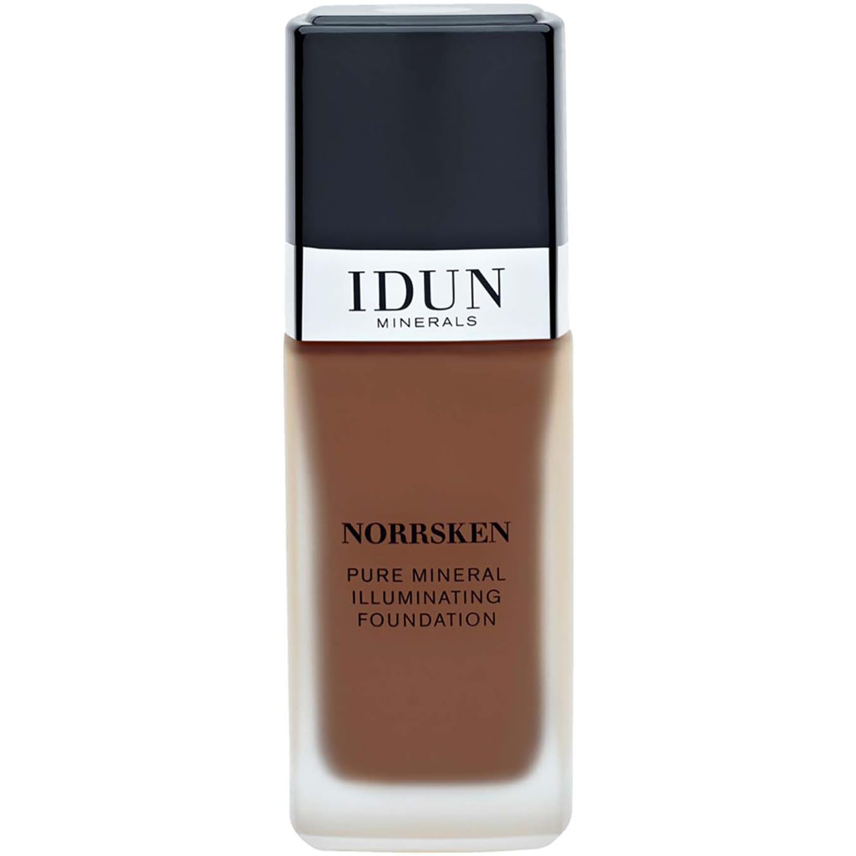 IDUN Minerals Liquid Norrsken Foundation - Silky Smooth Coverage - Luminous, Dewy Finish for Dry and Dull Skin - Water Resistant and Vegan Makeup - 225 Siv - Warm Dark Brown - 1.01 oz