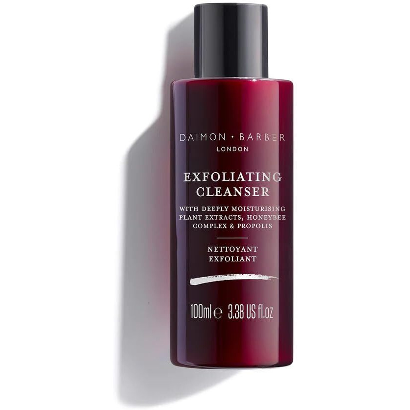 Daimon Barber Exfoliating Cleanser, Face and Beard Scrub for Men, Prepares the Skin for Close Shaving, Helps Reduce Ingrown Hairs and Blemishes, with Moisturising Plant Extracts 100ml