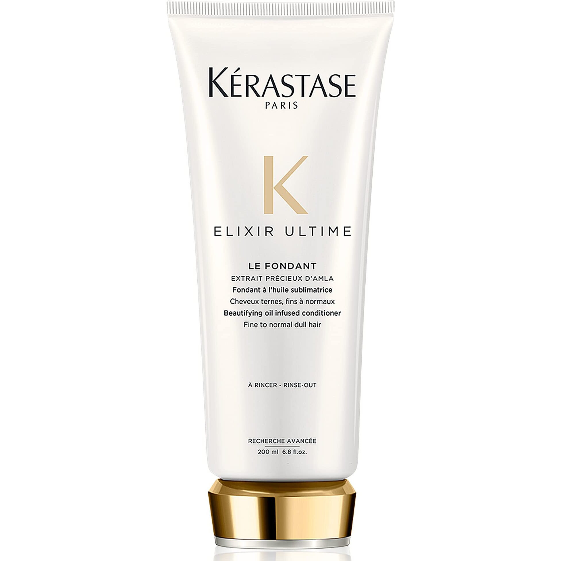 Kerastase Elixir Ultime Oil-Infused Conditioner | For Normal to Dry Dull Hair | Anti-Frizz & Shine Activating | With Camellia & Argan Oils | Le Fondant | 6.8 Fl Oz