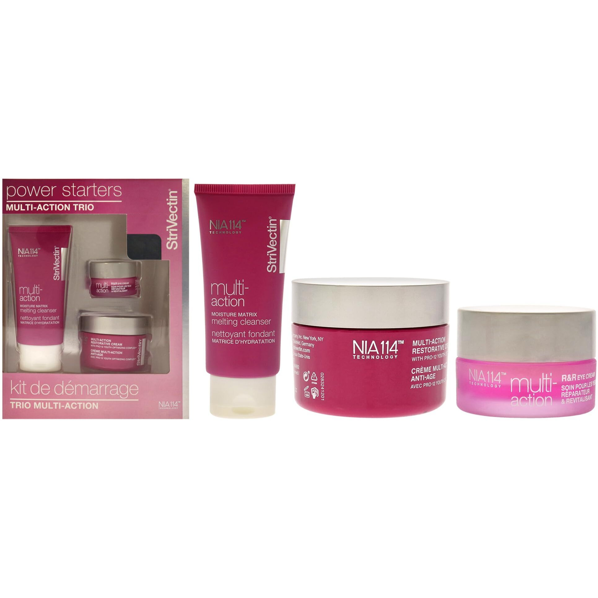 StriVectin Power Starters Multi-Action Face Trio for Glowing, Younger-Looking Skin, Full-Size Routine