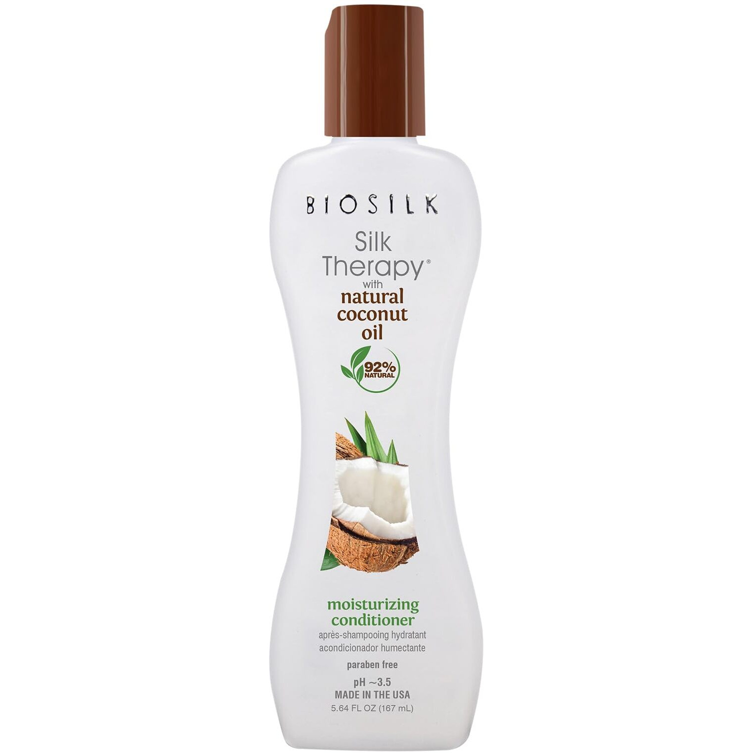 BioSilk Silk Therapy with Natural Coconut Oil Moisturizing Conditioner, Nourishing & Helps Eliminate Frizz, Sulfate, Paraben & Cruelty-Free, 5.64 Oz