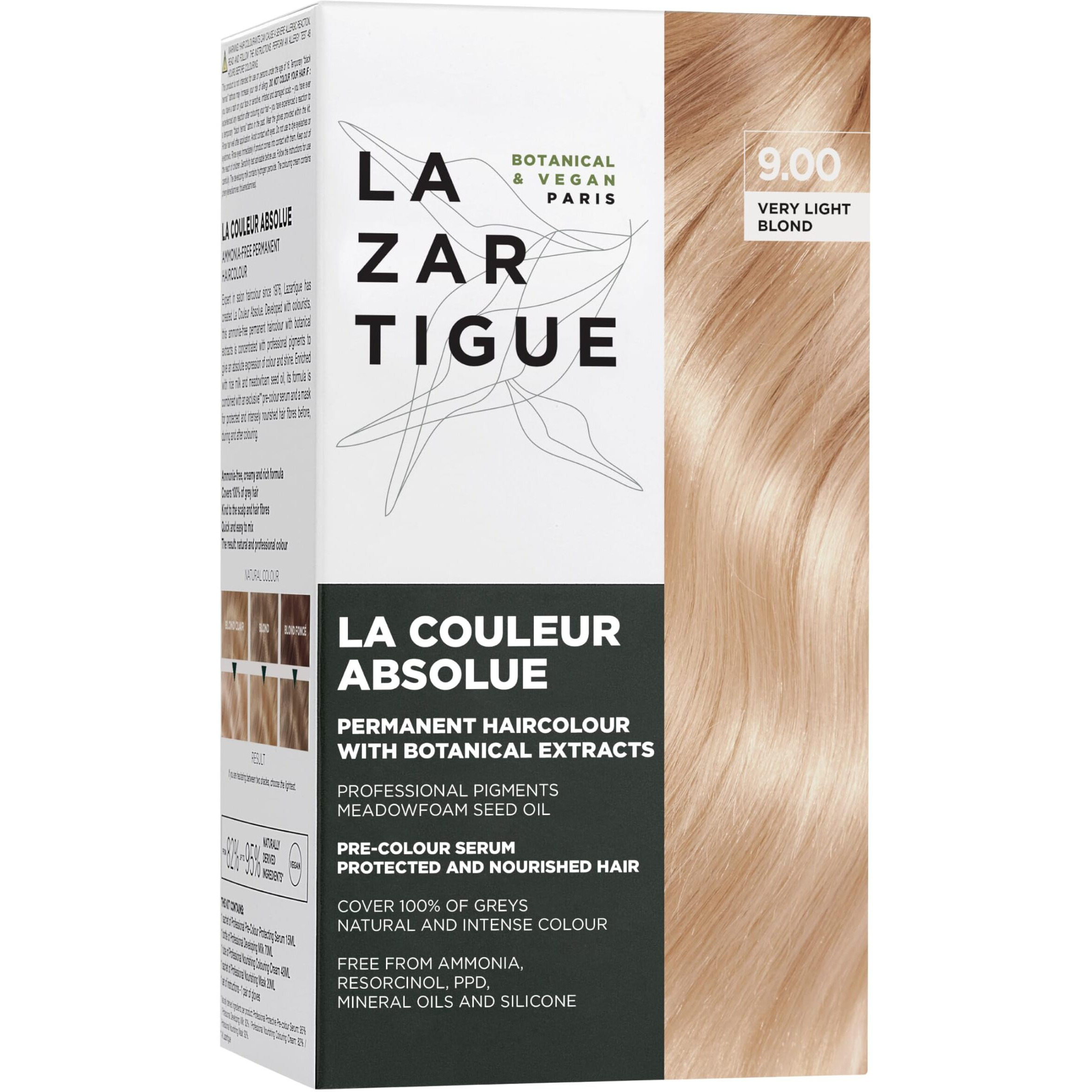 Lazartigue La Couleur Absolue 9.00 Very Light Blond - Permanent Haircolour with Botanical Extracts - Nourishing Color and Shine - Free From Ammonia, PPD, Resorcinol, Mineral Oils and Silicone - Vegan