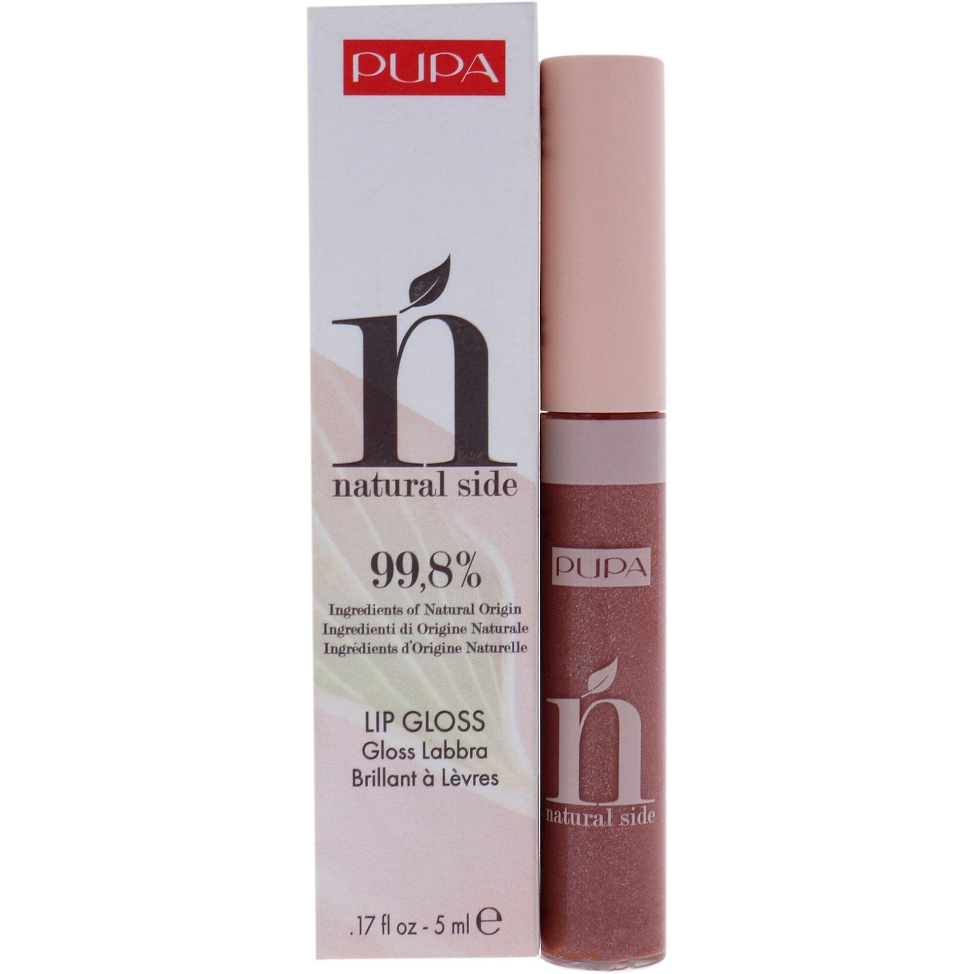 Pupa Milano Natural Side Lip Gloss - High Shine And Color Payoff - Nourishing Formula - Made With Natural Ingredients - Enriched With Oils To Moisturize The Lips - 004 Pearly Nude - 0.17 OZ