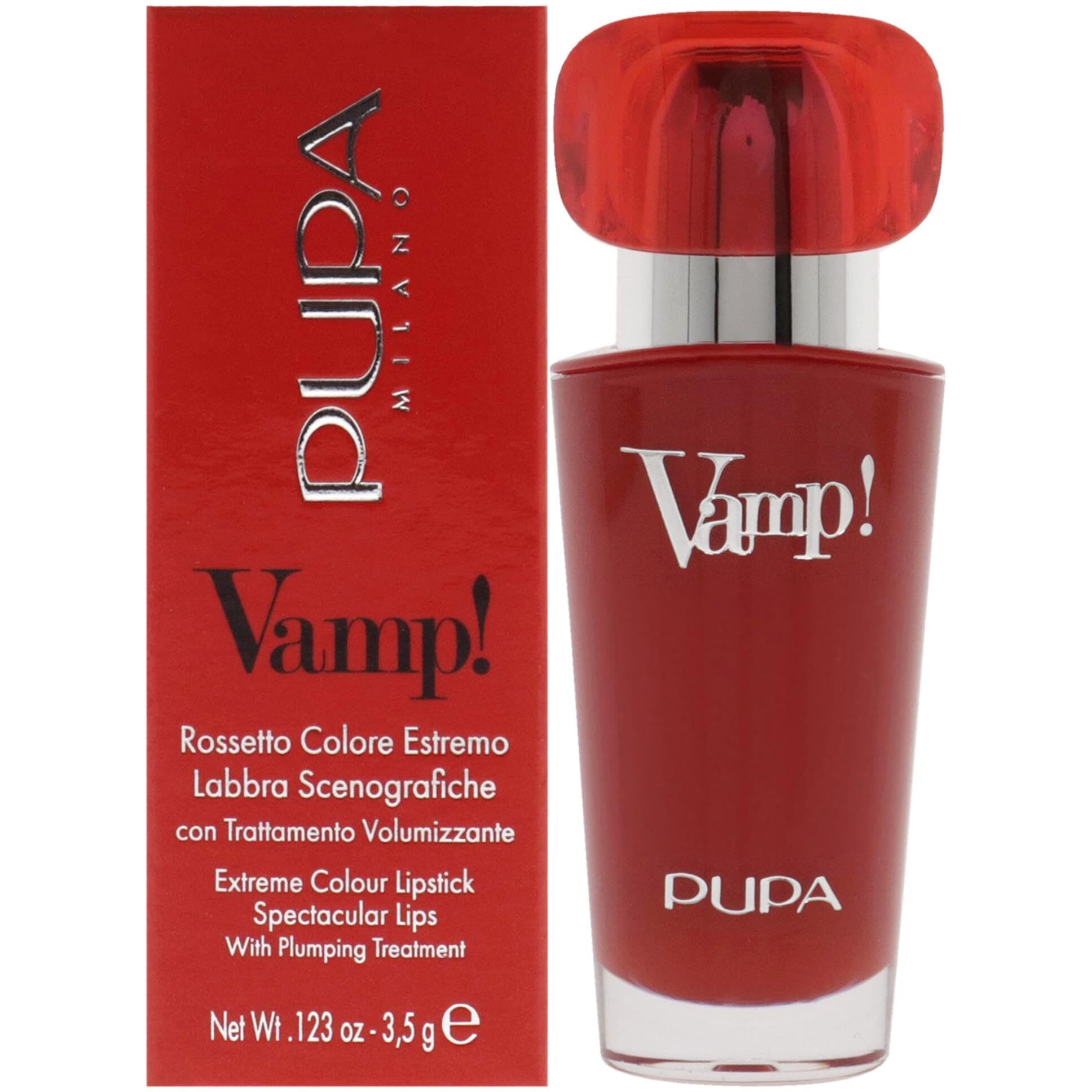 Pupa Vamp Extreme Colour Lipstick with Plumping Treatment - 205 Iconic Nude Milano for Women - 0.123 oz Lipstick