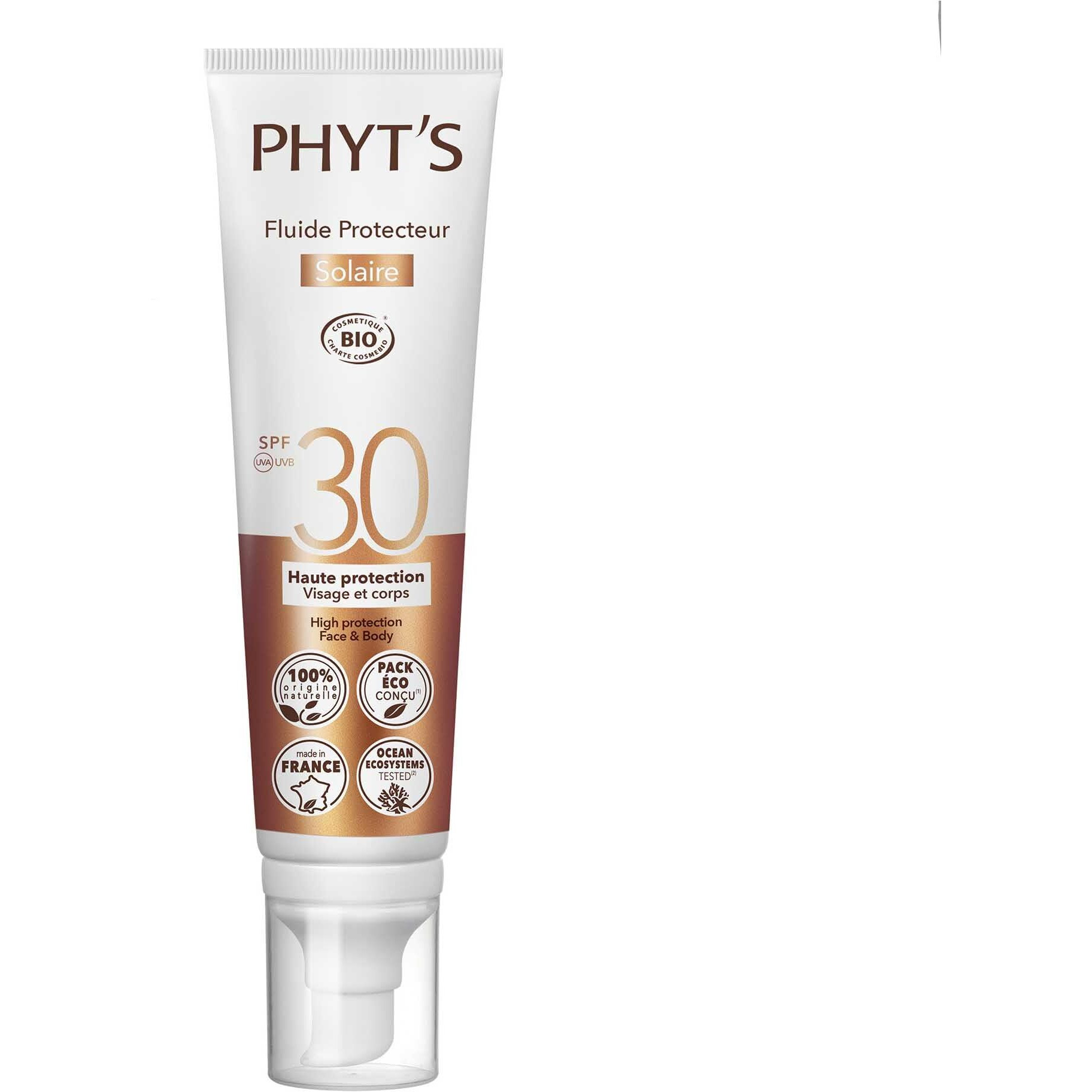 Phyts Sun Protective Fluid SPF 30 - Mineral Sunscreen for Face with Vitamin E and Shea Butter - Coconut Vanilla Scent - Non-Sticky Texture - 3.3 oz