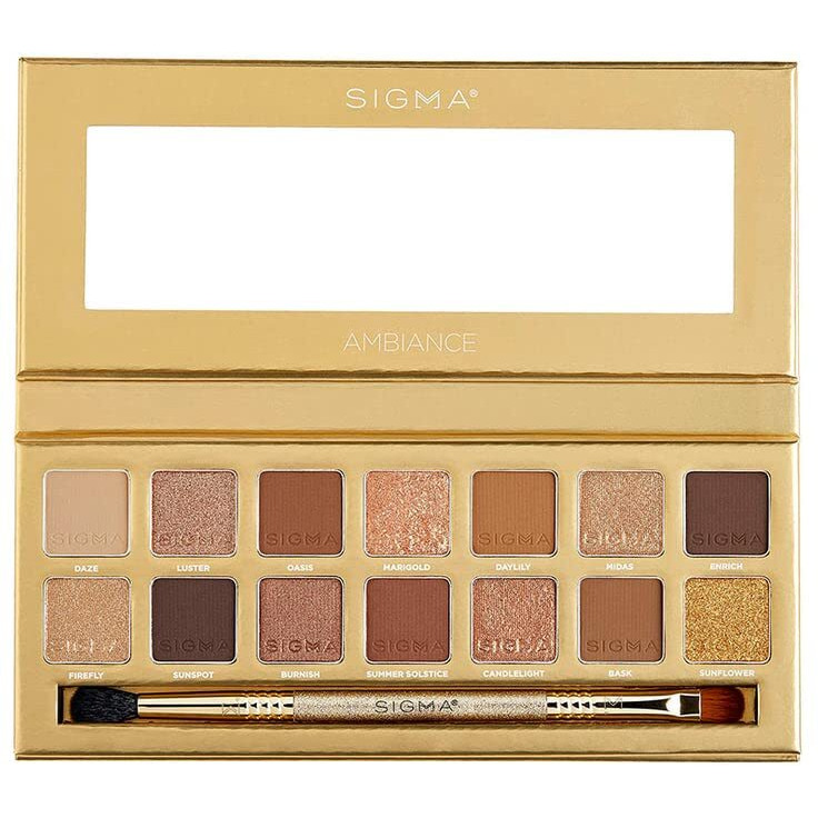 Sigma Beauty Ambiance Eyeshadow Palette | Luminous, Neutral and Gold Shades | Summer Vibes, Mirror Included