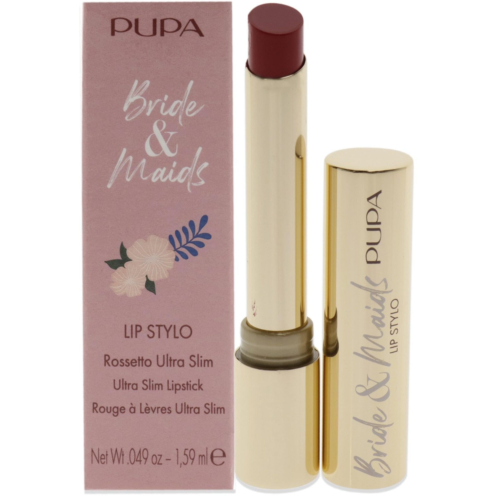 Pupa Milano Bride And Maids Lip Stylo Ultra Slim Lipstick - With Pout-Boosting Ingredients For Fuller Looking Lips - Hydrating And Smoothing Formula - Paraben-Free - 004 True Love - 0.049 OZ