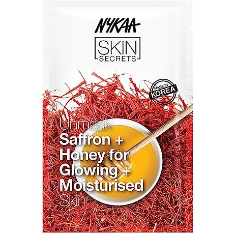 Nykaa Naturals Skin Secrets Bubble Sheet Mask, Saffron and Honey, 0.67 oz - Pore Cleansing, Anti-Aging Sheet Face Mask - Brightening, Hydrating Mask