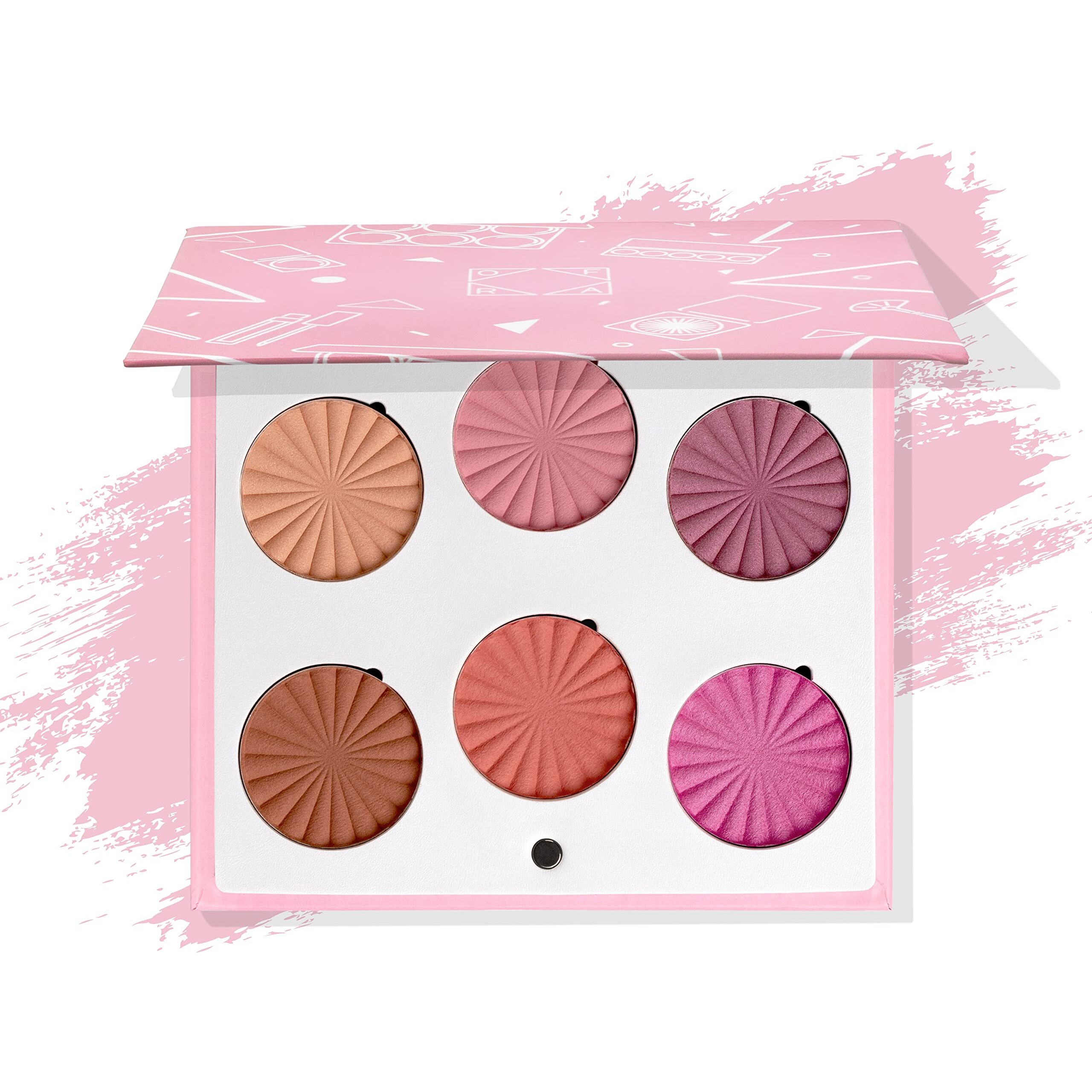 OFRA Mini Mix Face Palette Blushful - Blush Palette for Cheeks - 6 Pigmented Pressed Powder Shades - Travel-Friendly and Cruelty-Free Face Makeup Palette - Refillable Pans